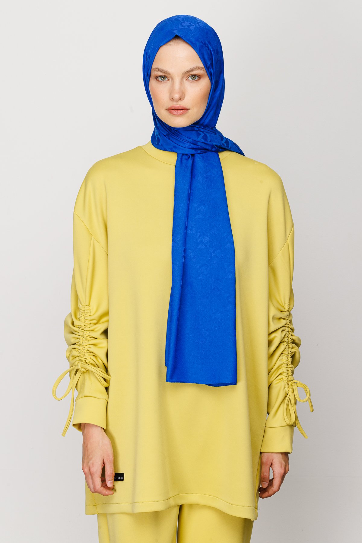 MC Pattern Jacquard Shawl - Sax Blue