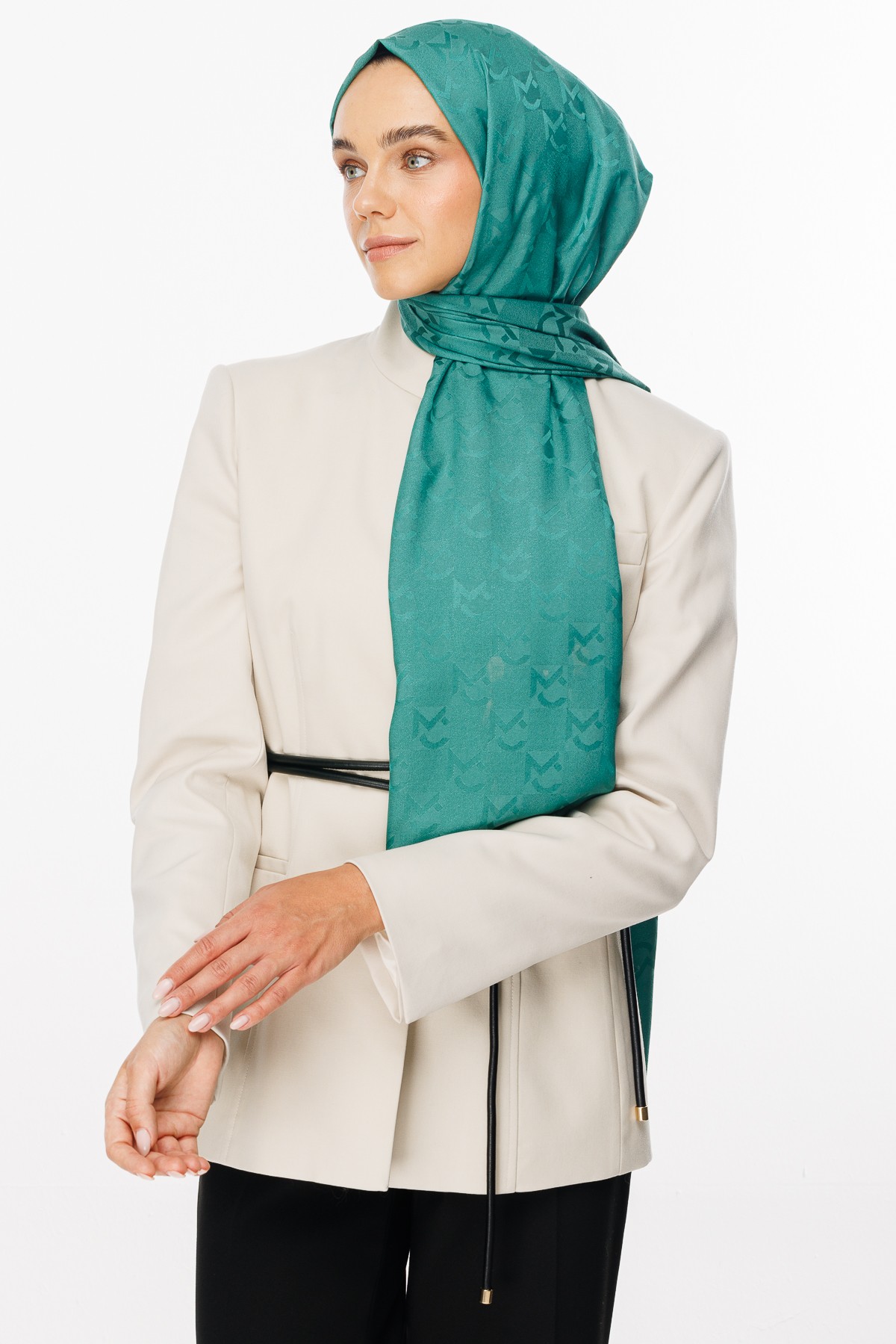 MC Pattern Jacquard Shawl - Mint Green