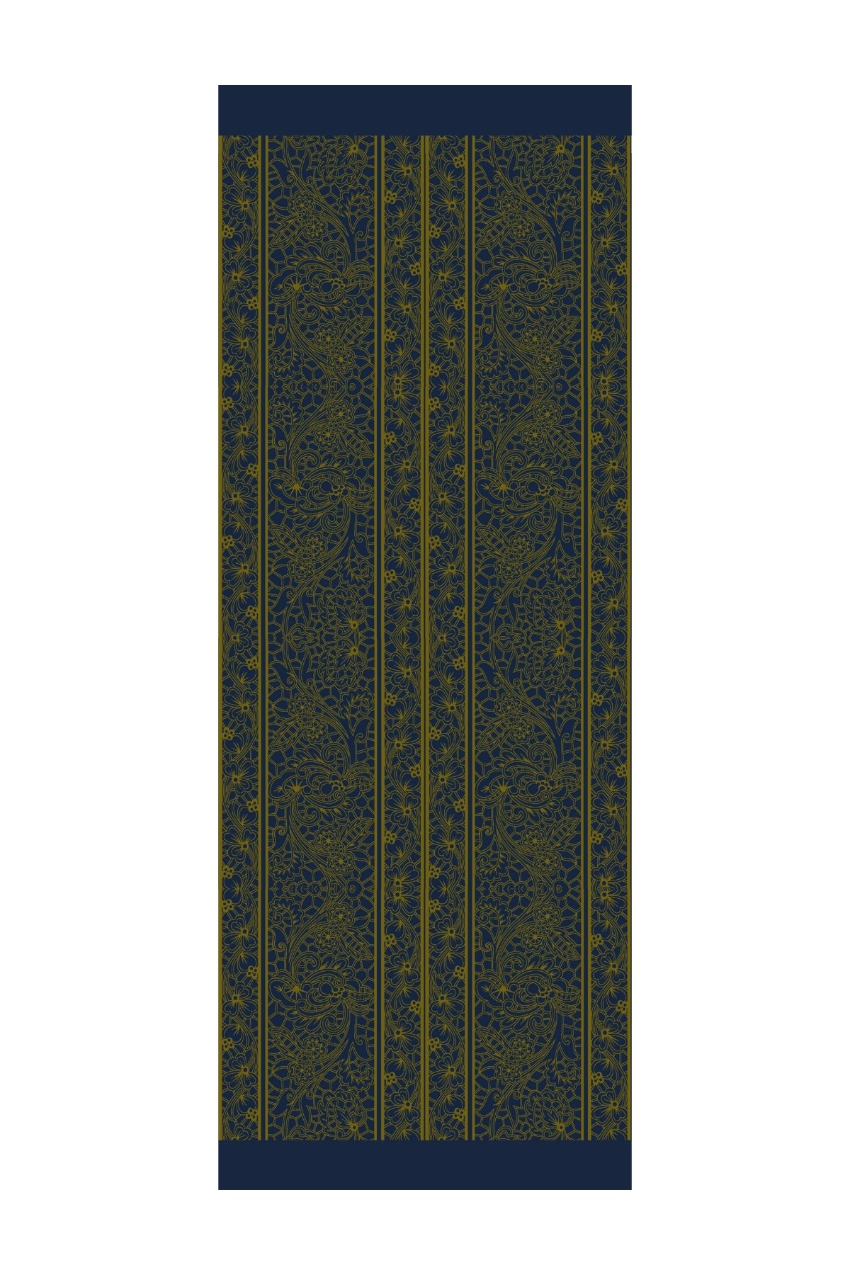 Lavin Pattern Double-Sided Shawl - Navy Blue-Oil Green