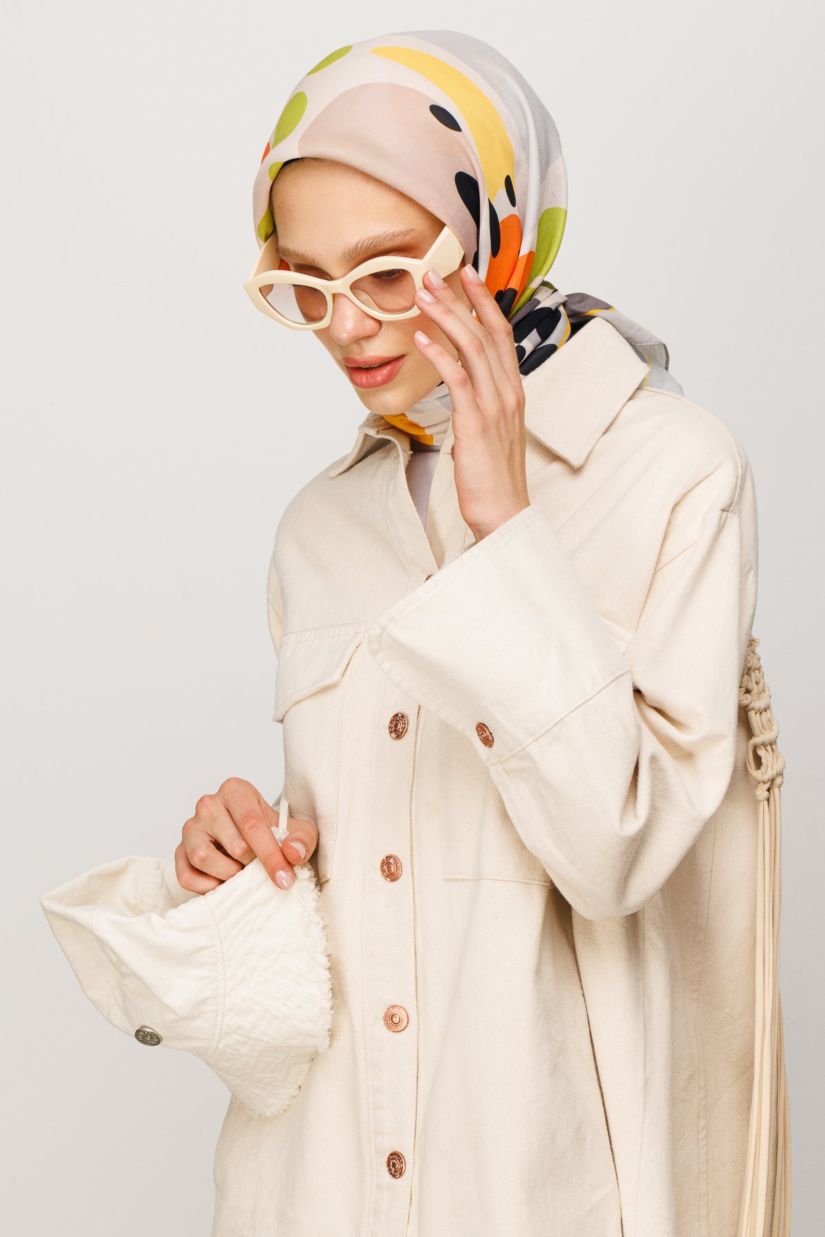 Bloom Pattern Digital Soft Scarf - Grey