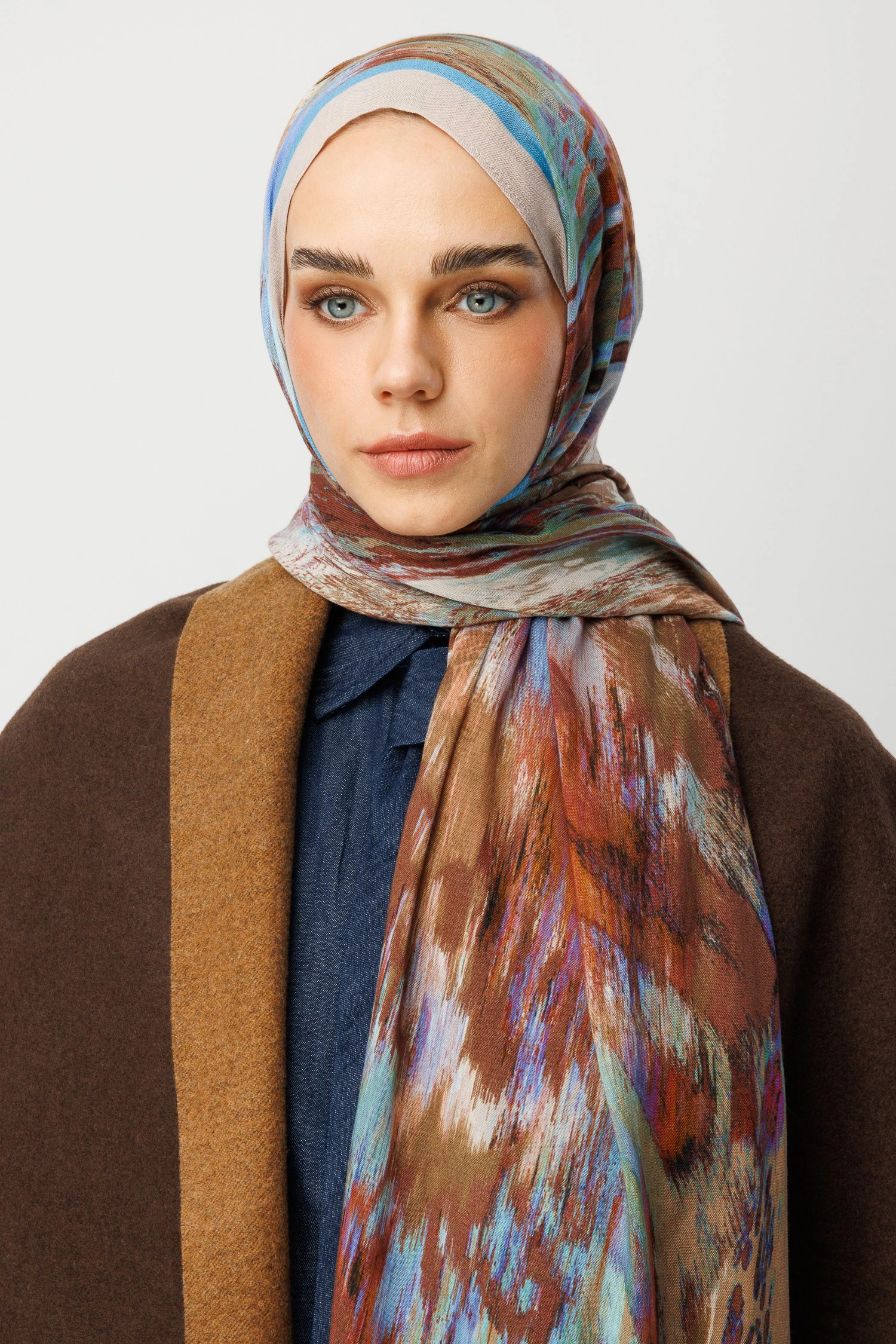 Leopar Desen Rami Şal - Blue