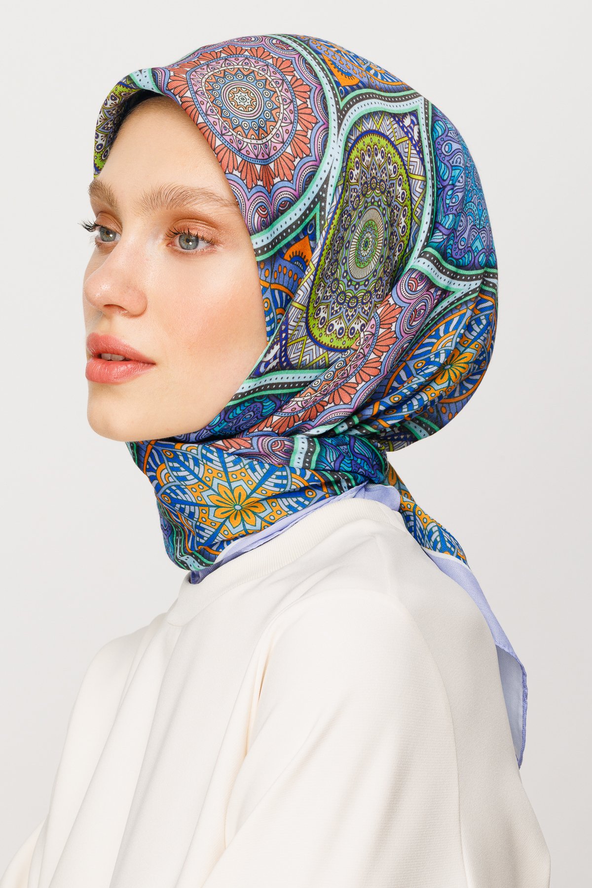 Ethnic Pattern Digital Soft Scarf - Lilac
