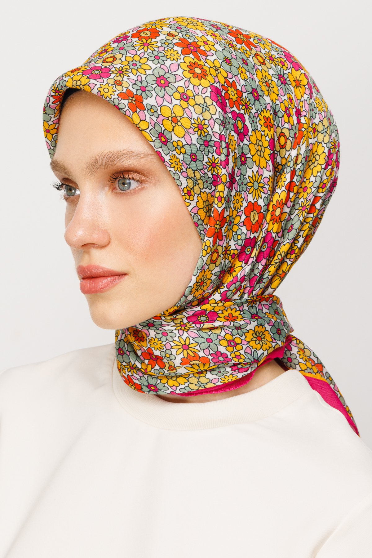 Minial Desen Dijital Soft Eşarp - Fuşya