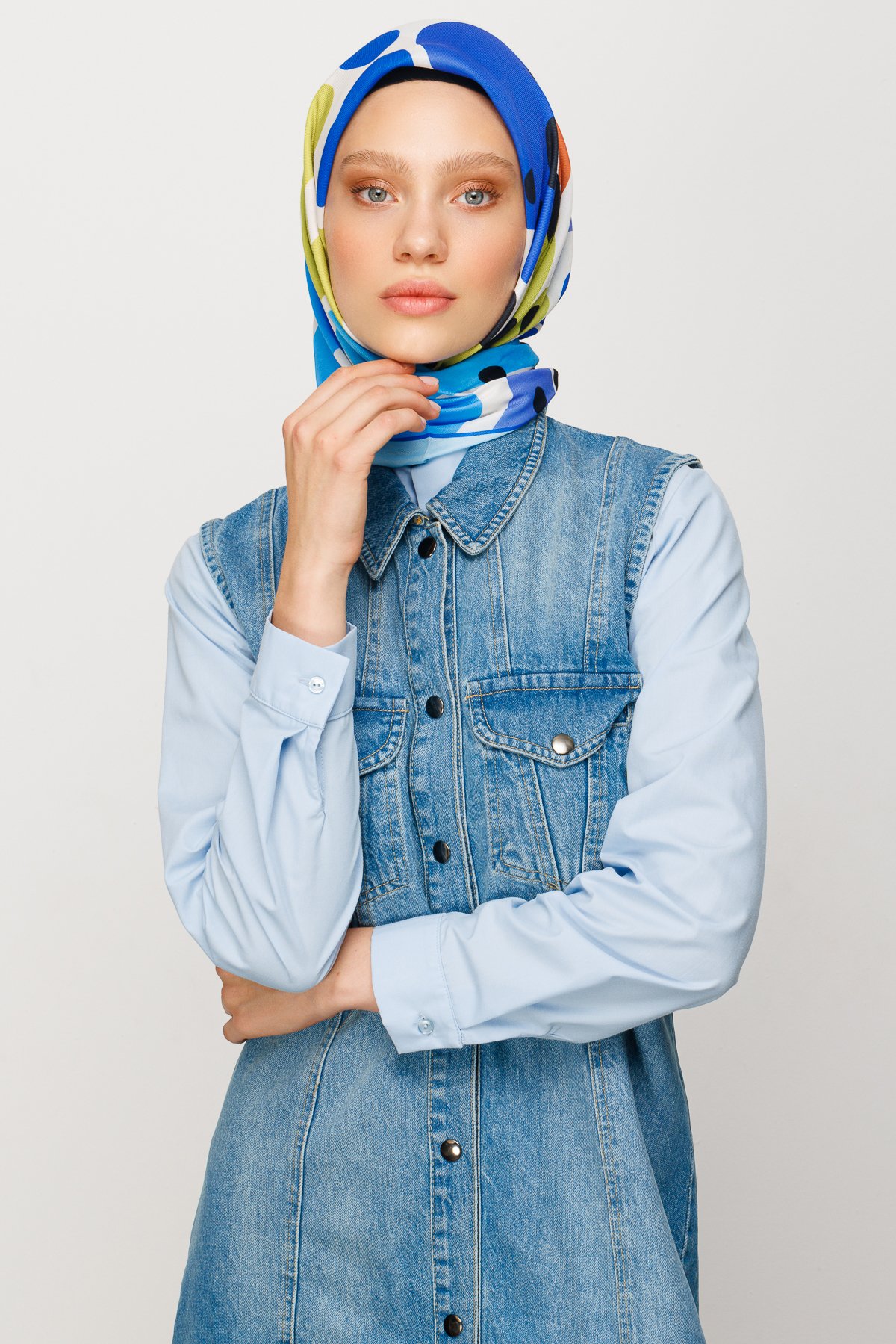 Bloom Pattern Digital Soft Scarf - Blue