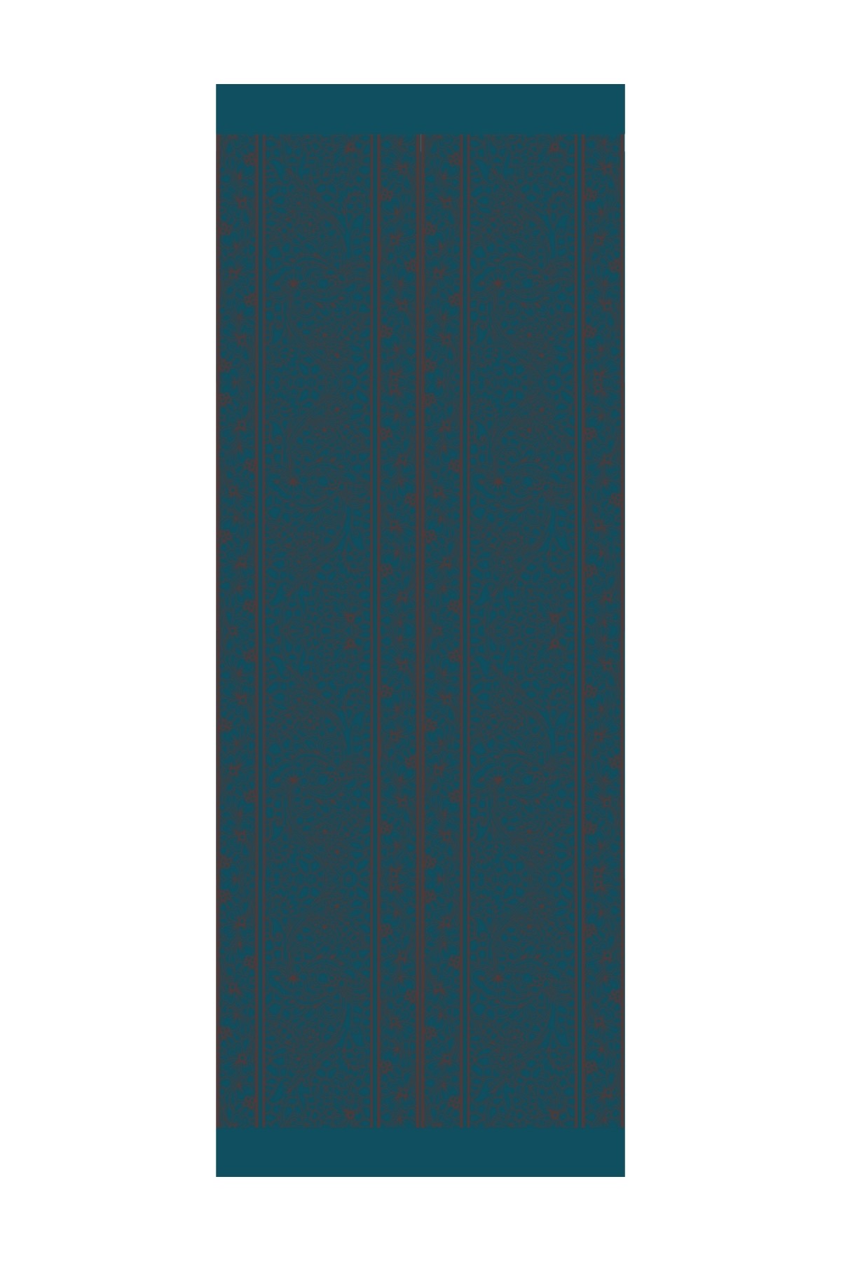 Lavin Pattern Double-Sided Shawl - Bitter Coffee-Petroleum Blue