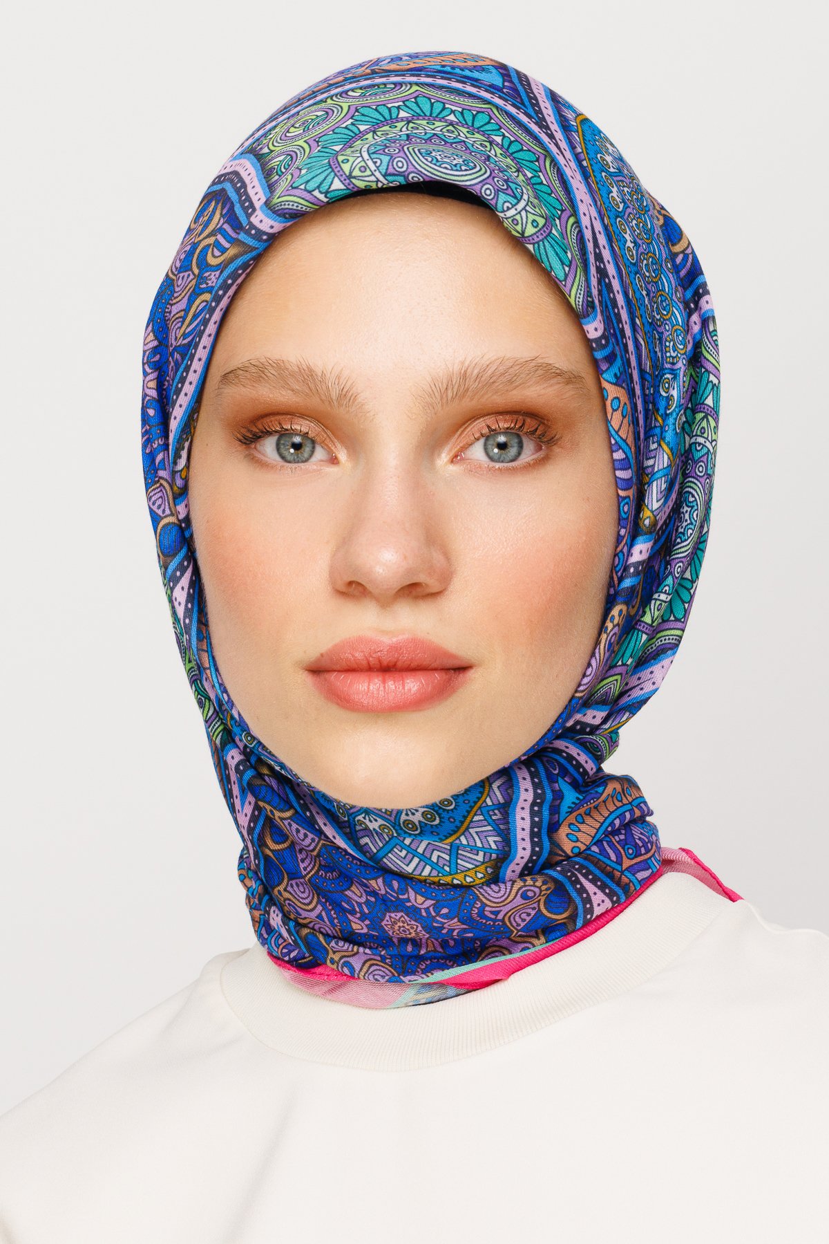 Ethnic Pattern Digital Soft Scarf - İndigo