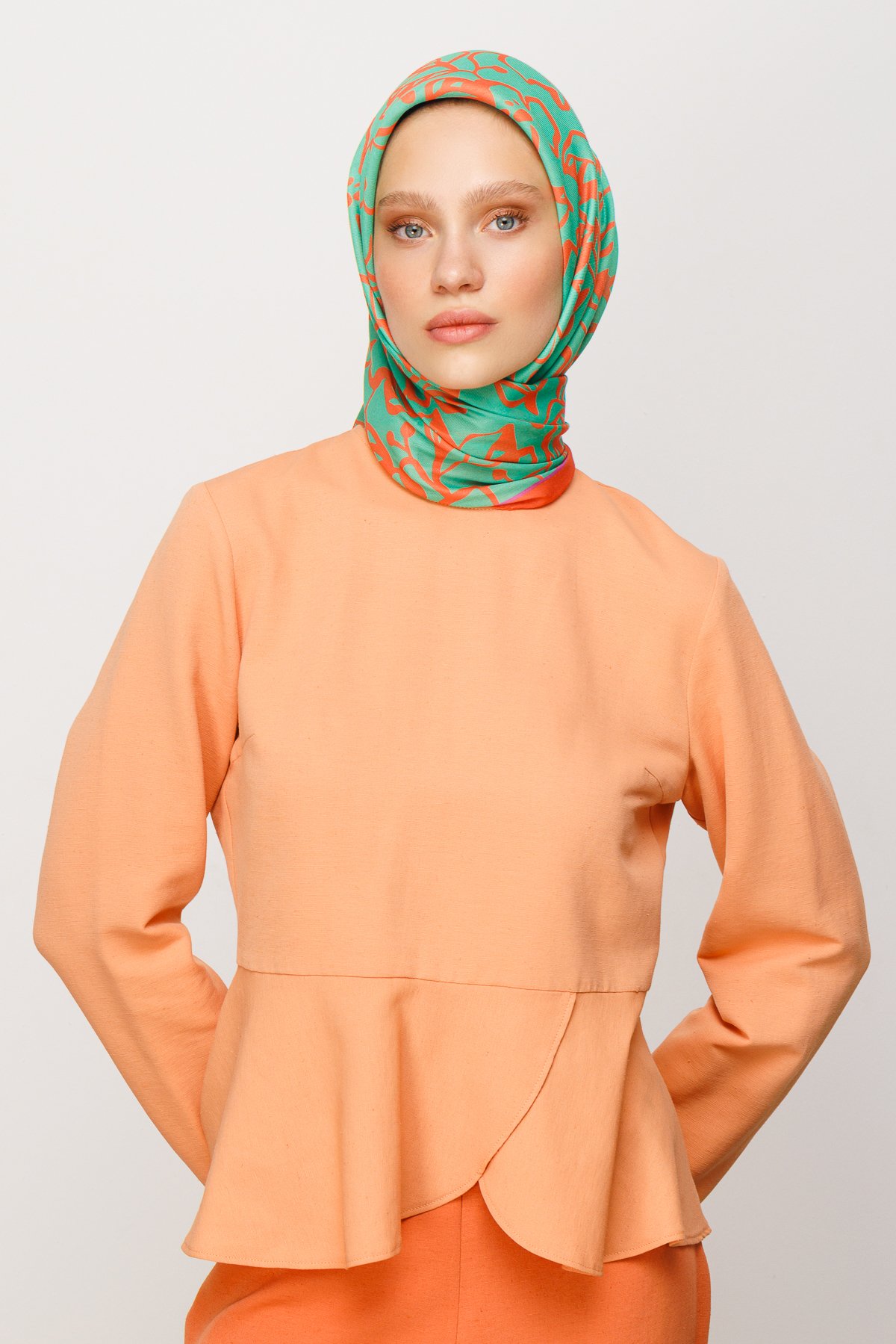 Floral Desen Dijital Soft Eşarp - Mint Yeşili