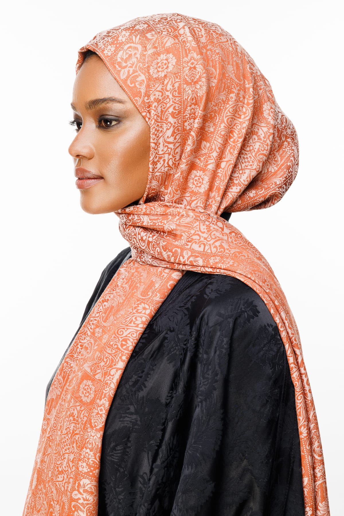 Henna-Pattern Reversible Shawl - Mink-Cinnamon