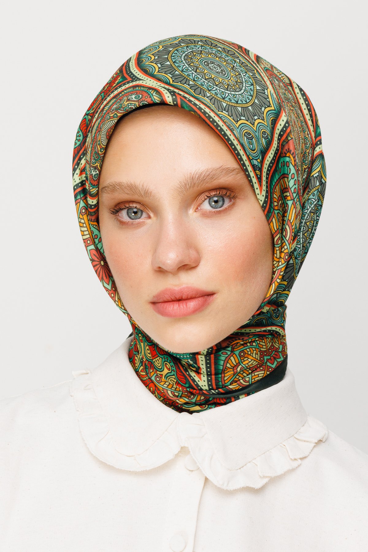 Ethnic Pattern Digital Soft Scarf - Khaki