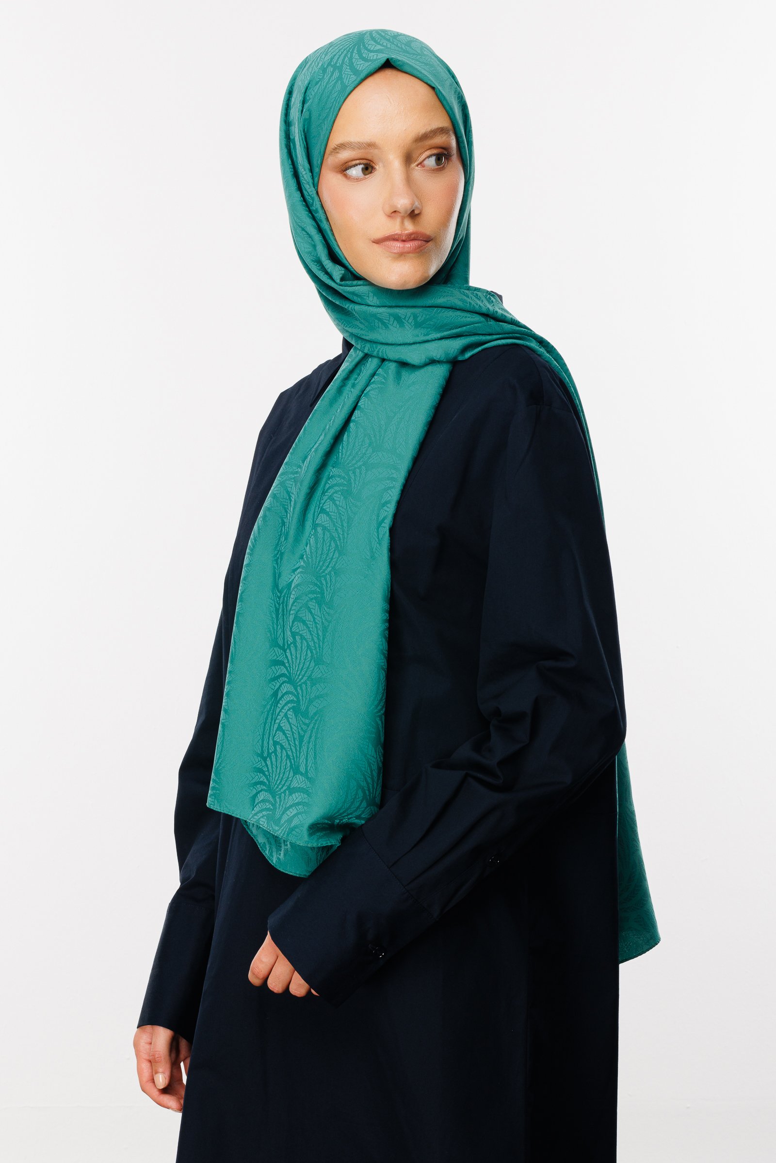 Artemis Pattern Silk Jacquard Shawl - Mint Green