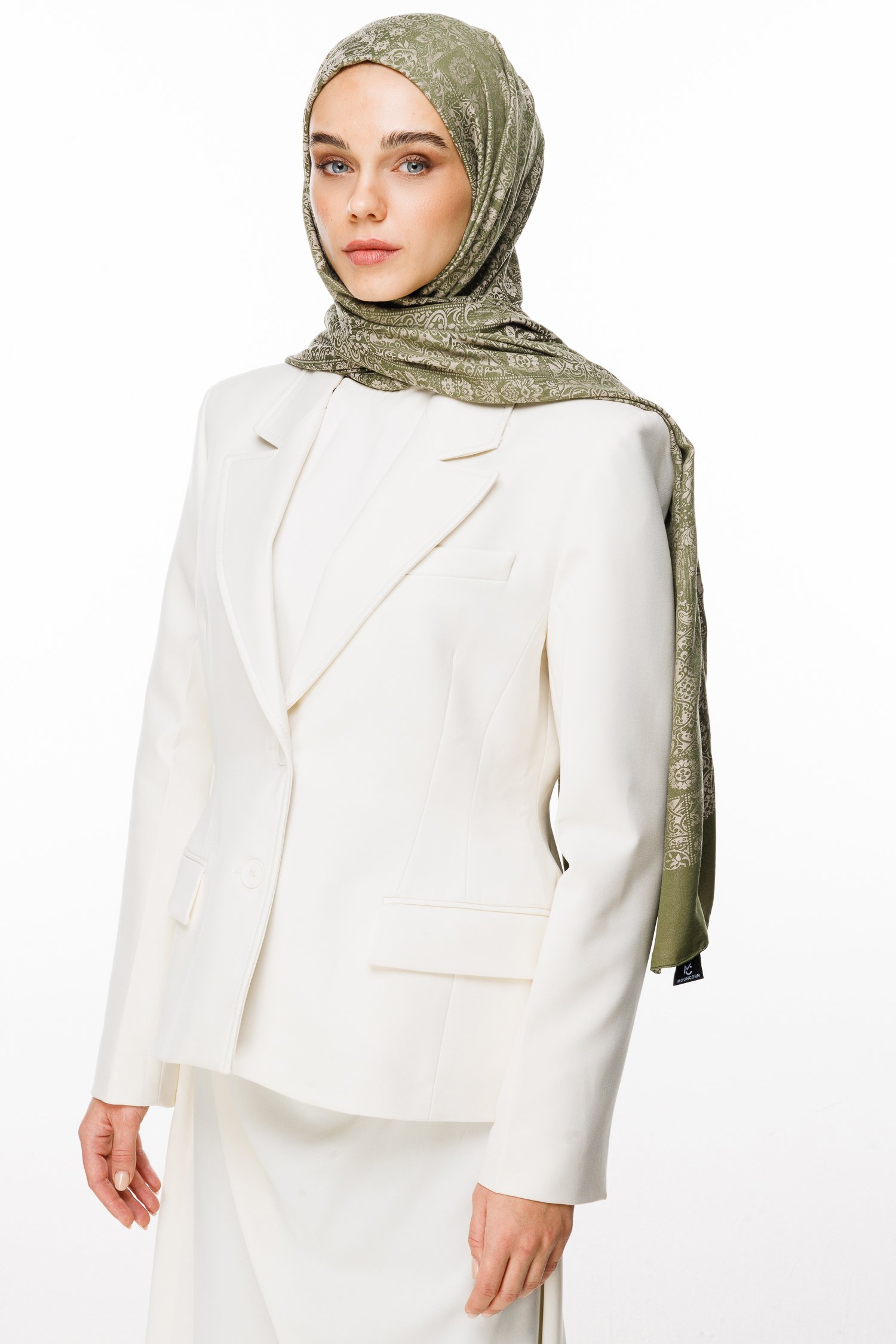 Henna Pattern Double-Sided Shawl - Khaki-Salmon