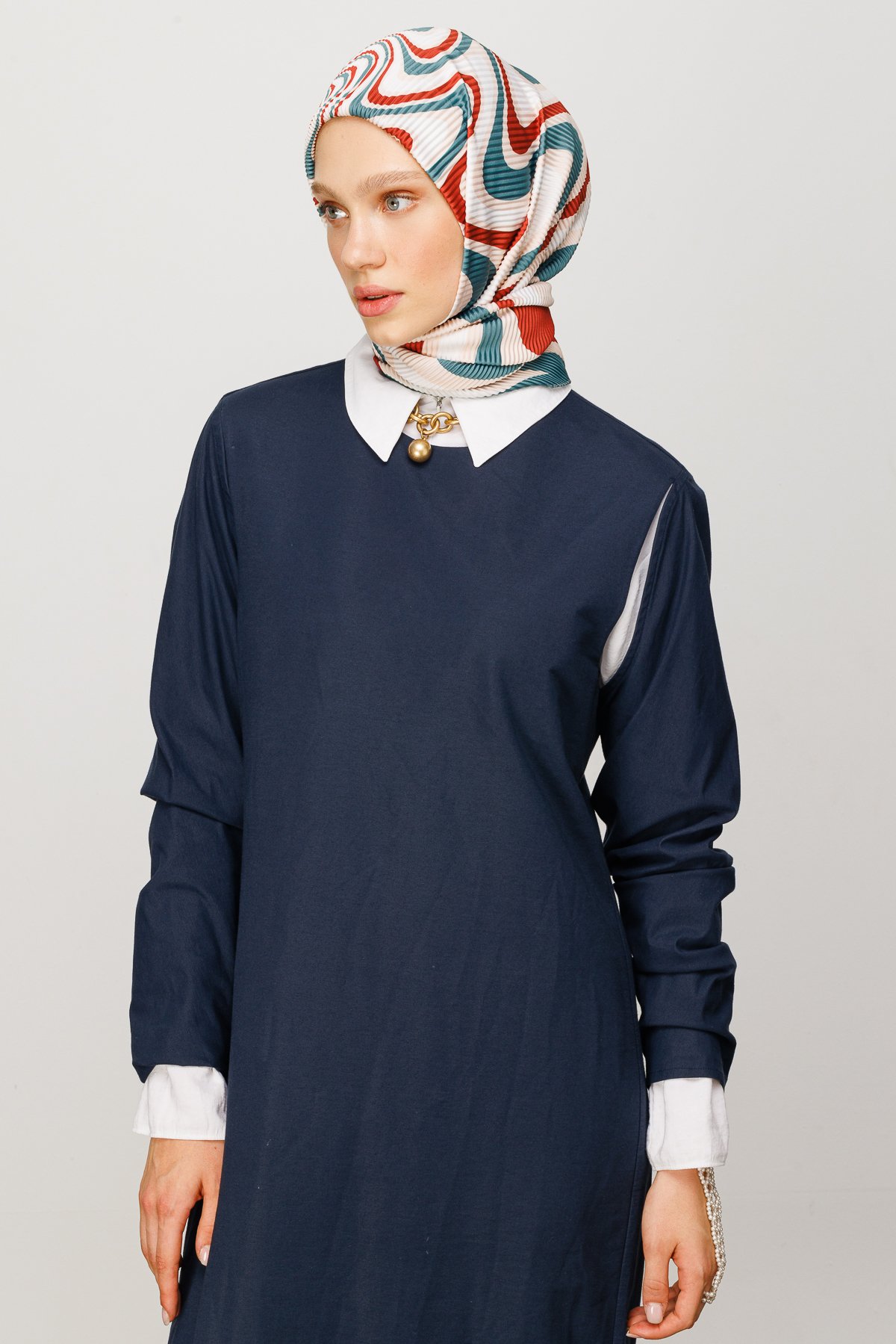 Mira Pattern Pleated Scarf - Tile