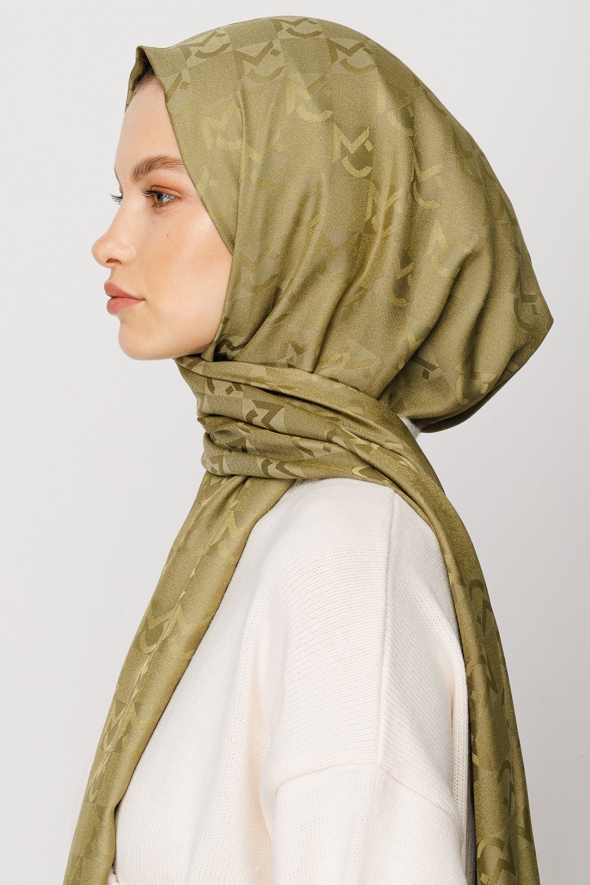 MC Pattern Jacquard Shawl - Soft Green