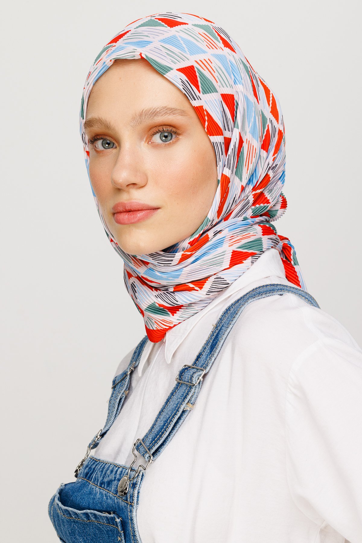 Prism Pattern Pleated Scarf - Turuncu