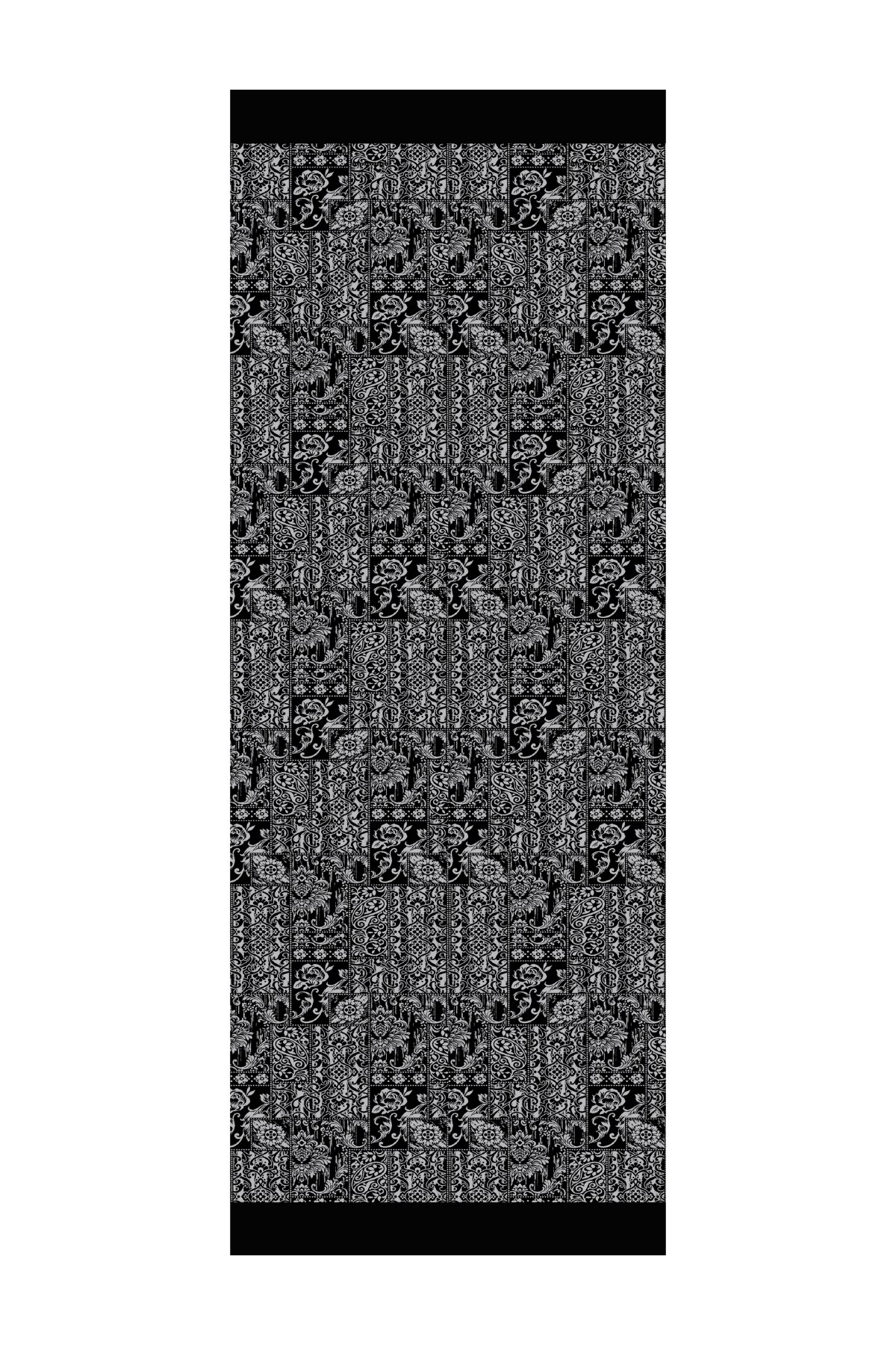 Henna Pattern Double-Sided Shawl - Black-Black