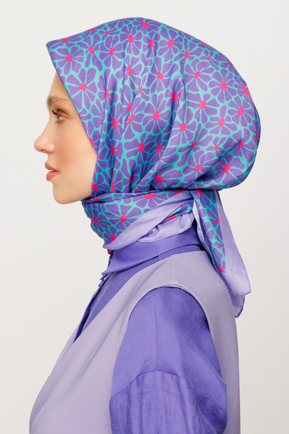 Clover Pattern Digital Soft Scarf - Lilac