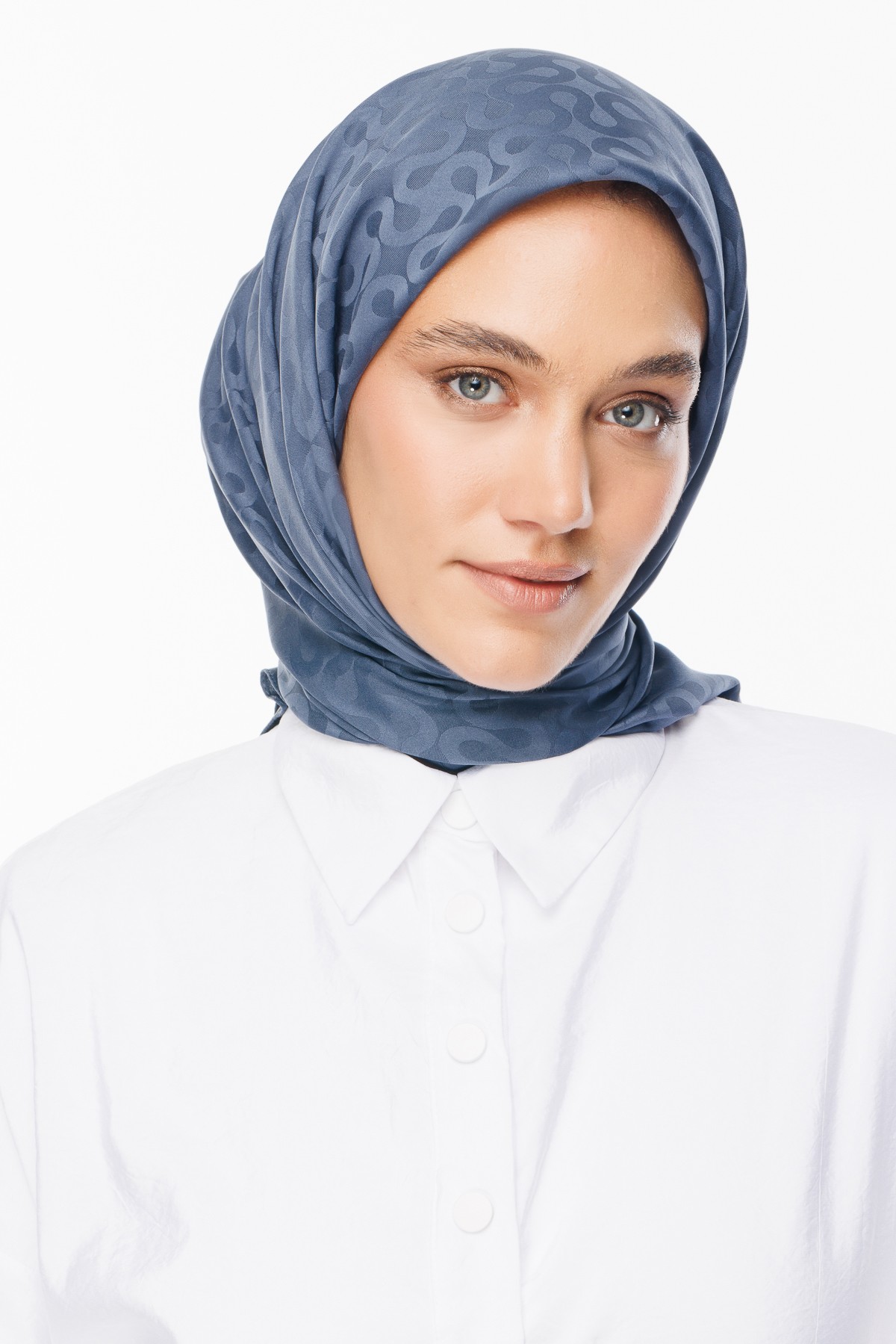 Moon Pattern Silky Jacquard Scarf - Anthracite