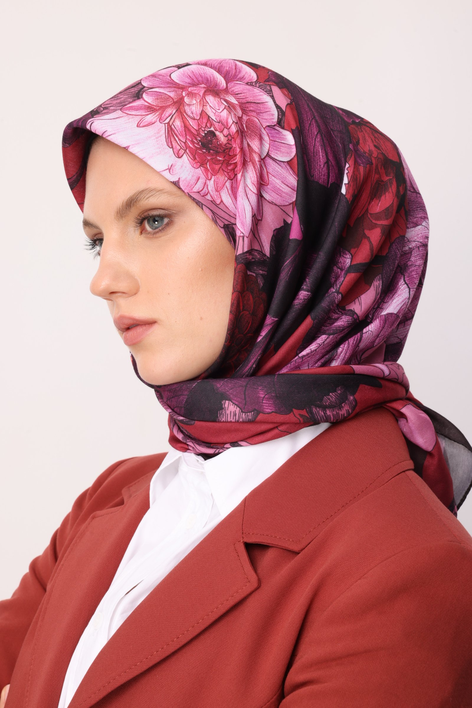 Floren Pattern Cotton Scarf - Red
