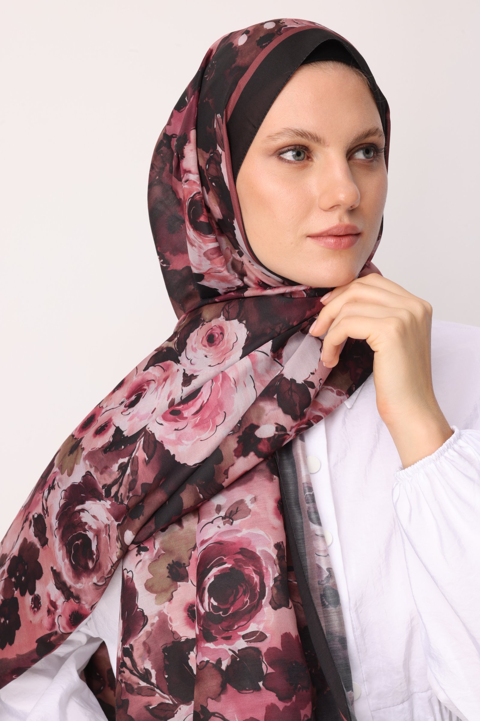 Vensel Desen Pamuk Şal - Rose