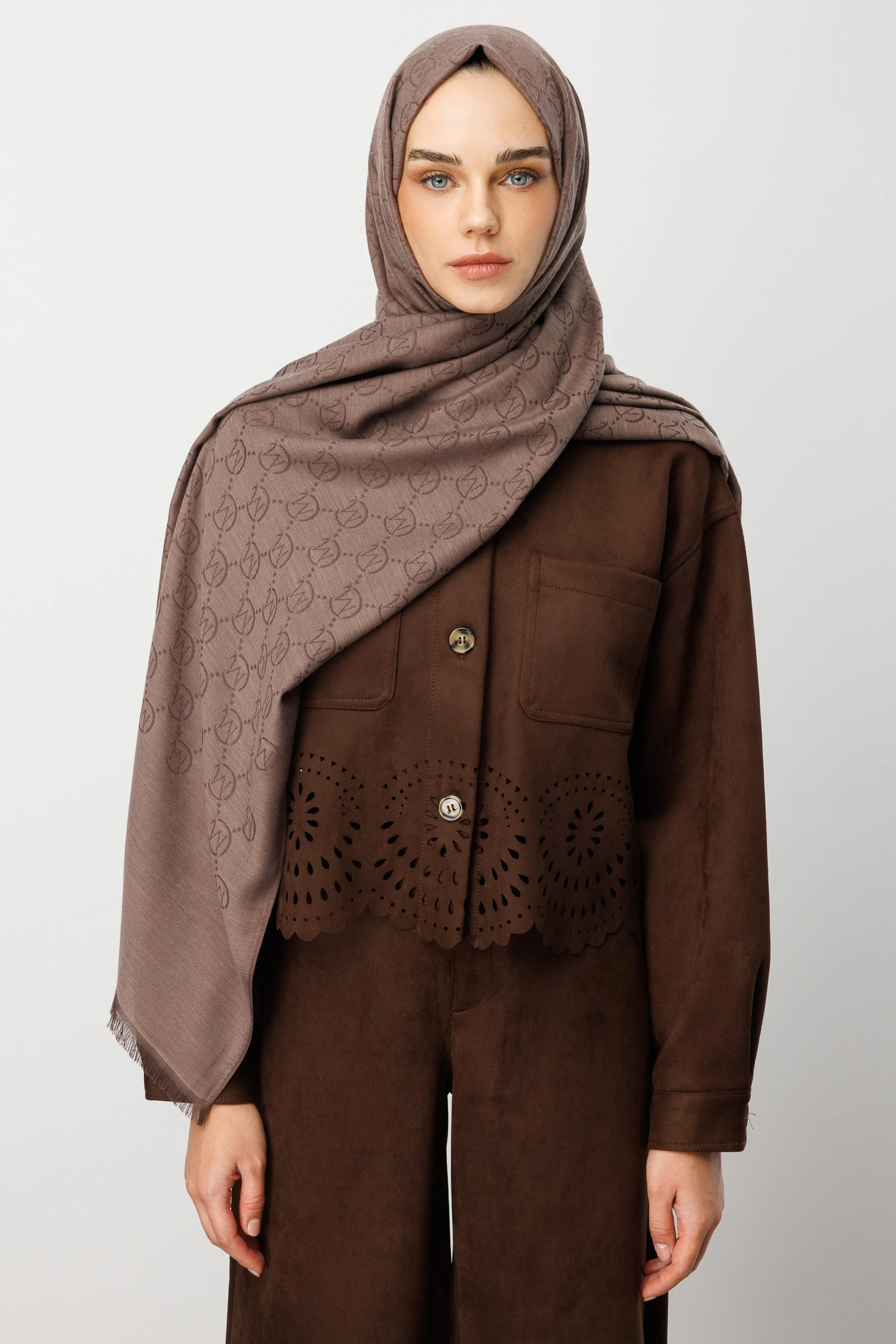 Wool Silk Shawl - Mink