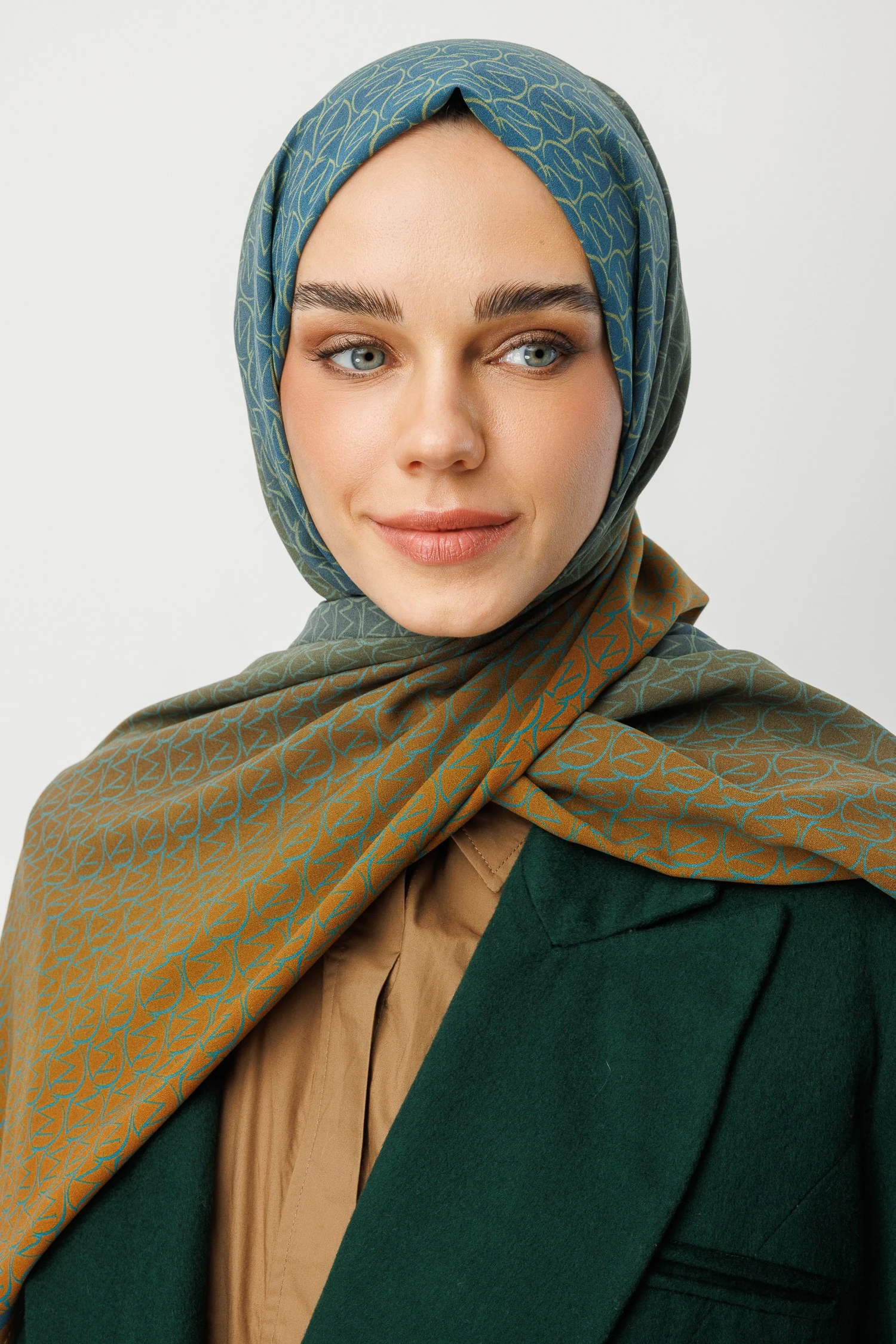 Monogram Hebei Silk Shawl - Saffron