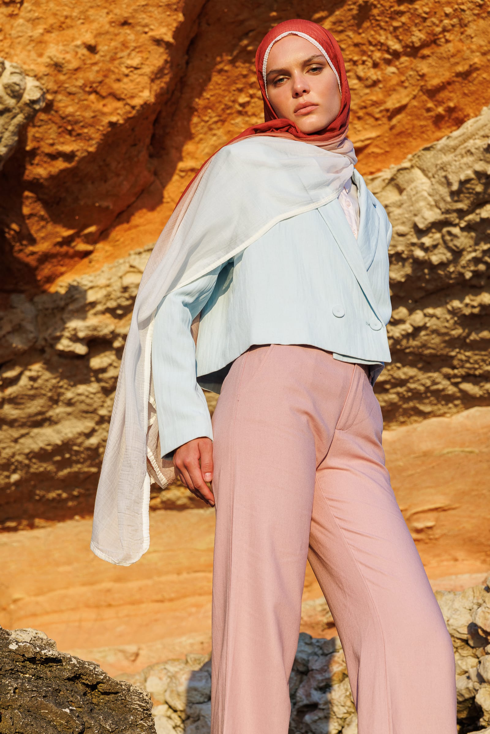 Ombre Muslin Shawl - Cherry