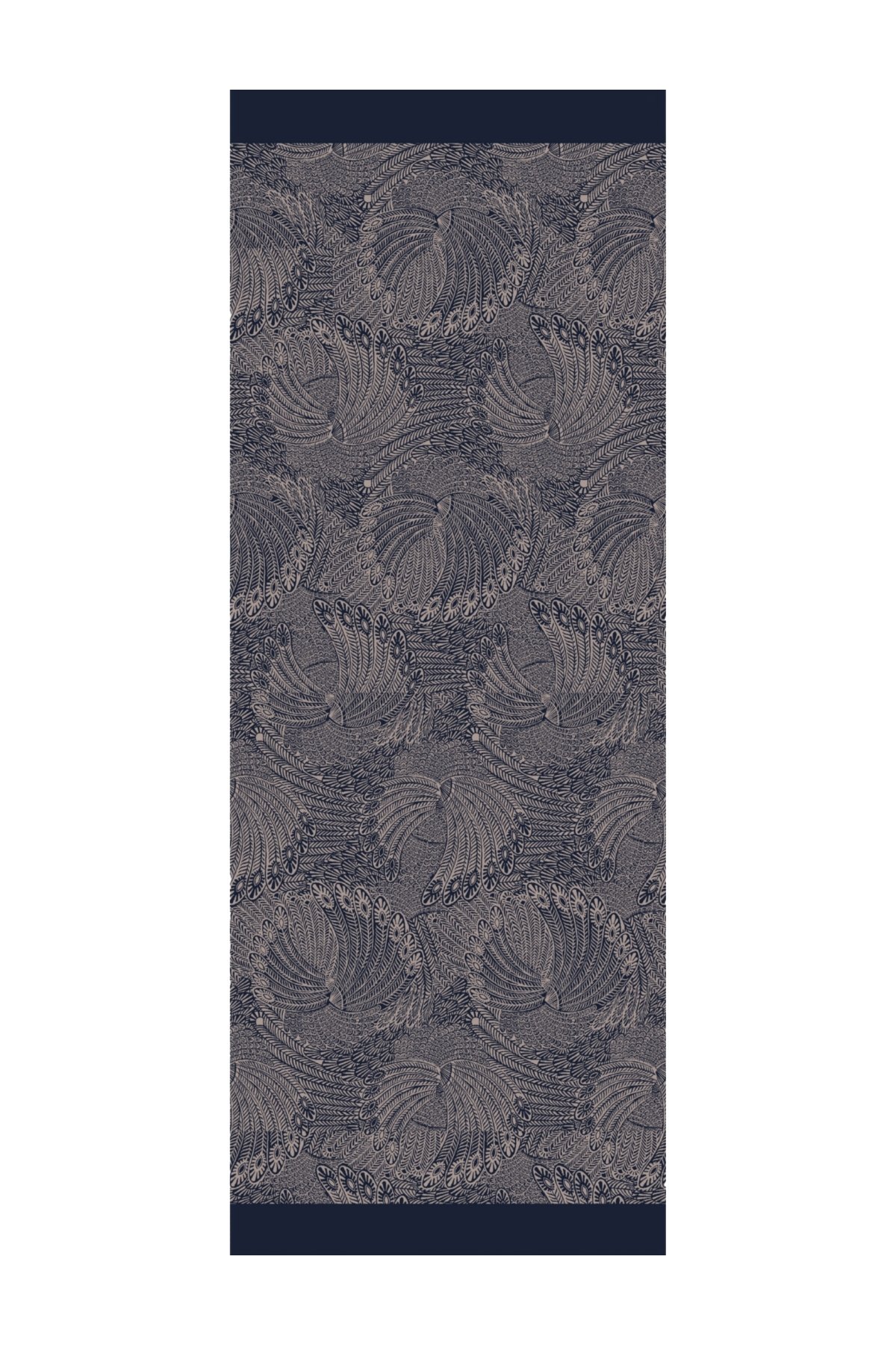 Mayra Pattern Double-Sided Shawl - Navy Blue-Beige