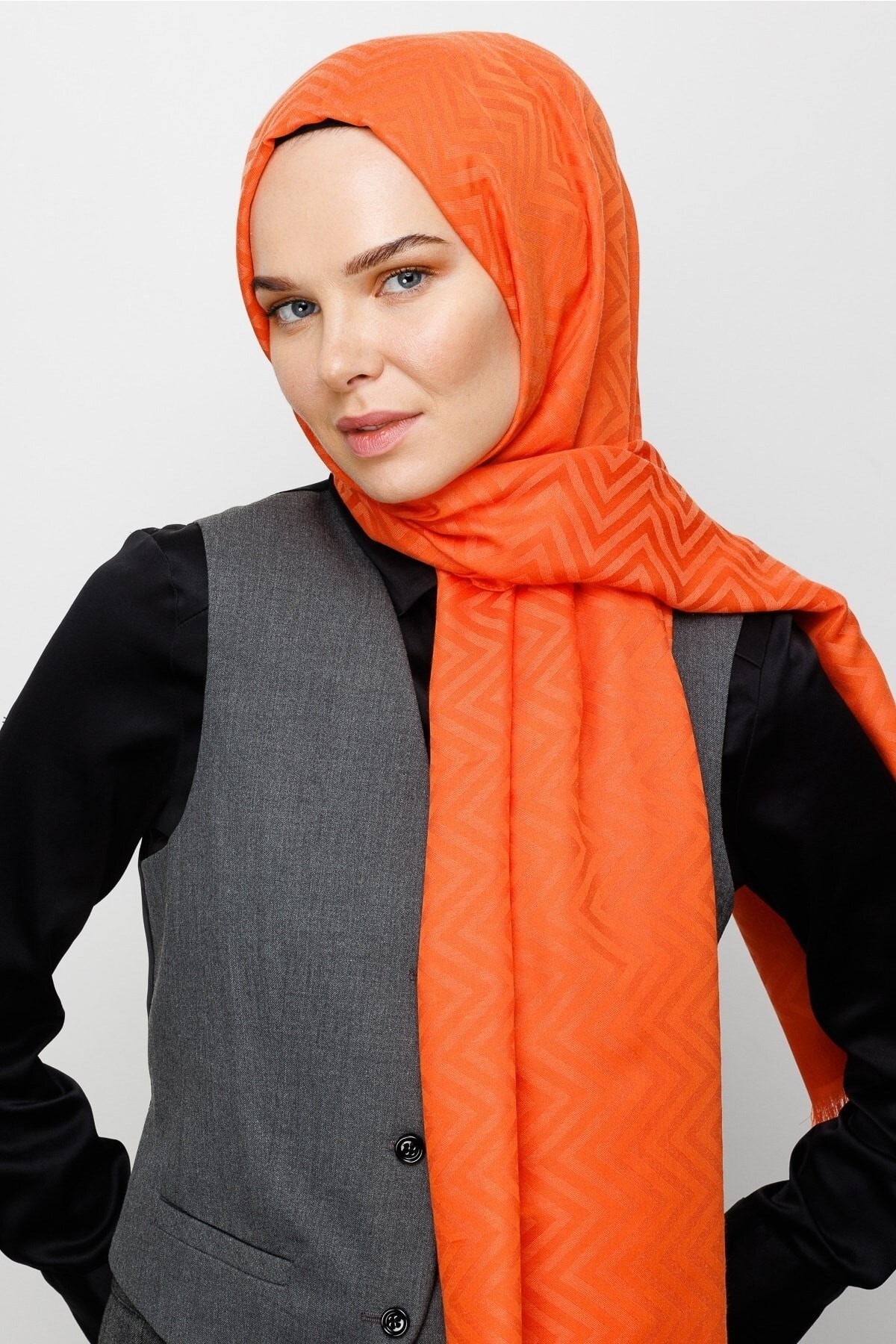 Zigzag Pattern Cotton Jacquard Hijab