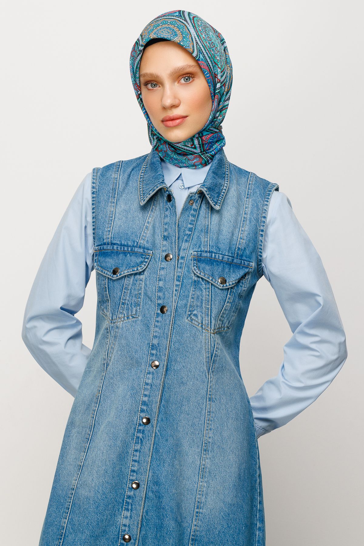Ethnic Pattern Digital Soft Scarf - Blue
