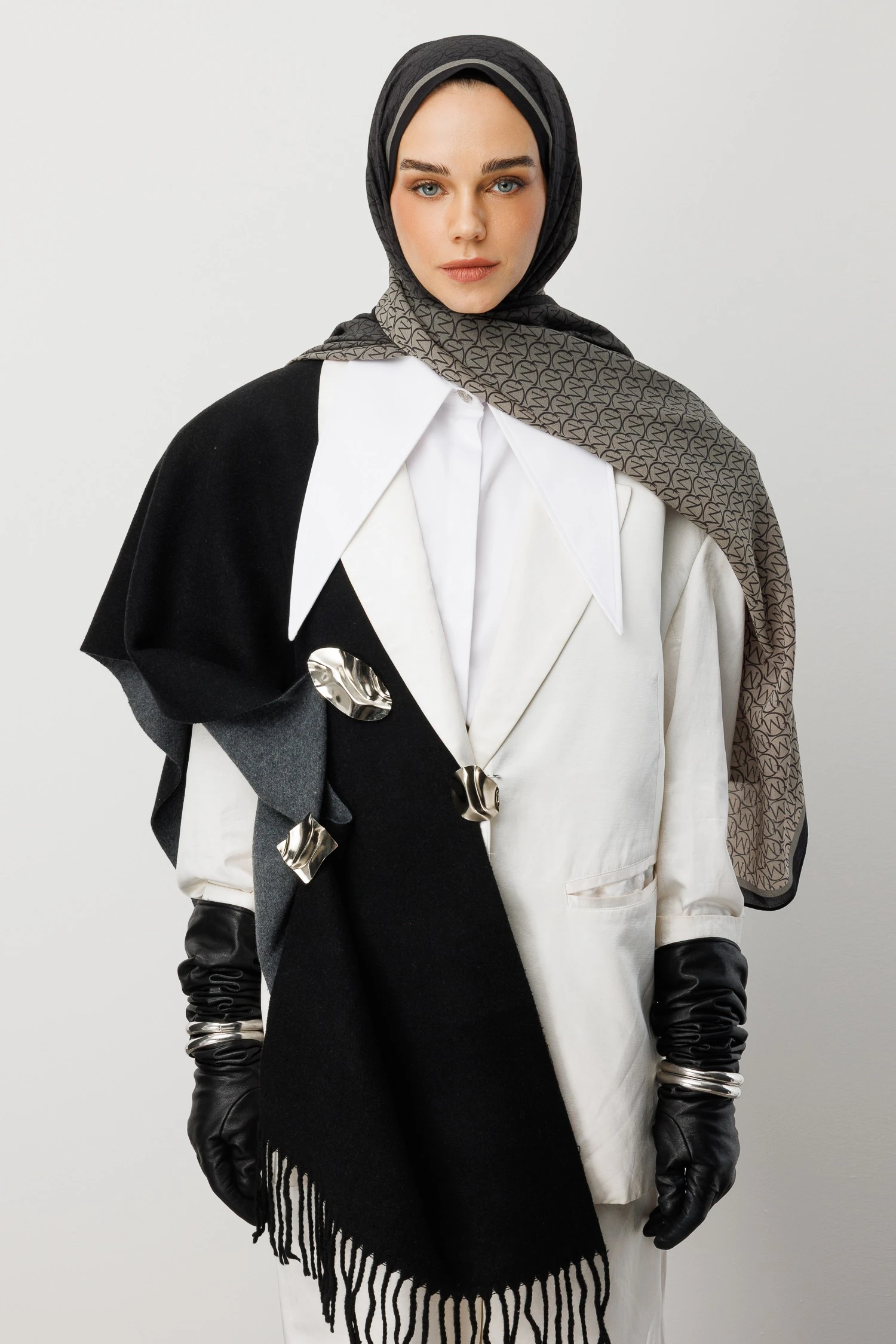 Monogram Hebei Silk Shawl - Black