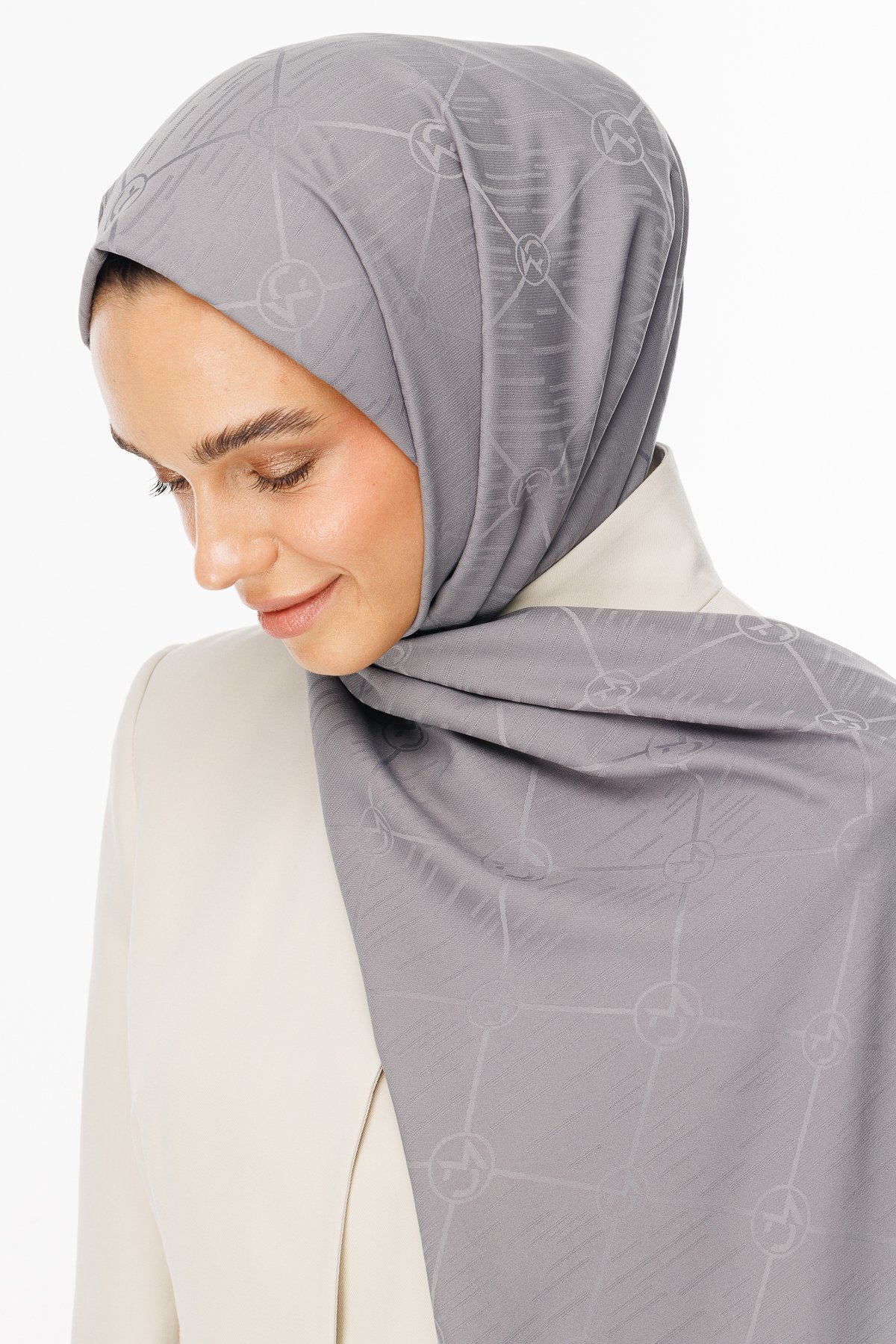 Moon Is Pattern Jacquard Shawl - Grey