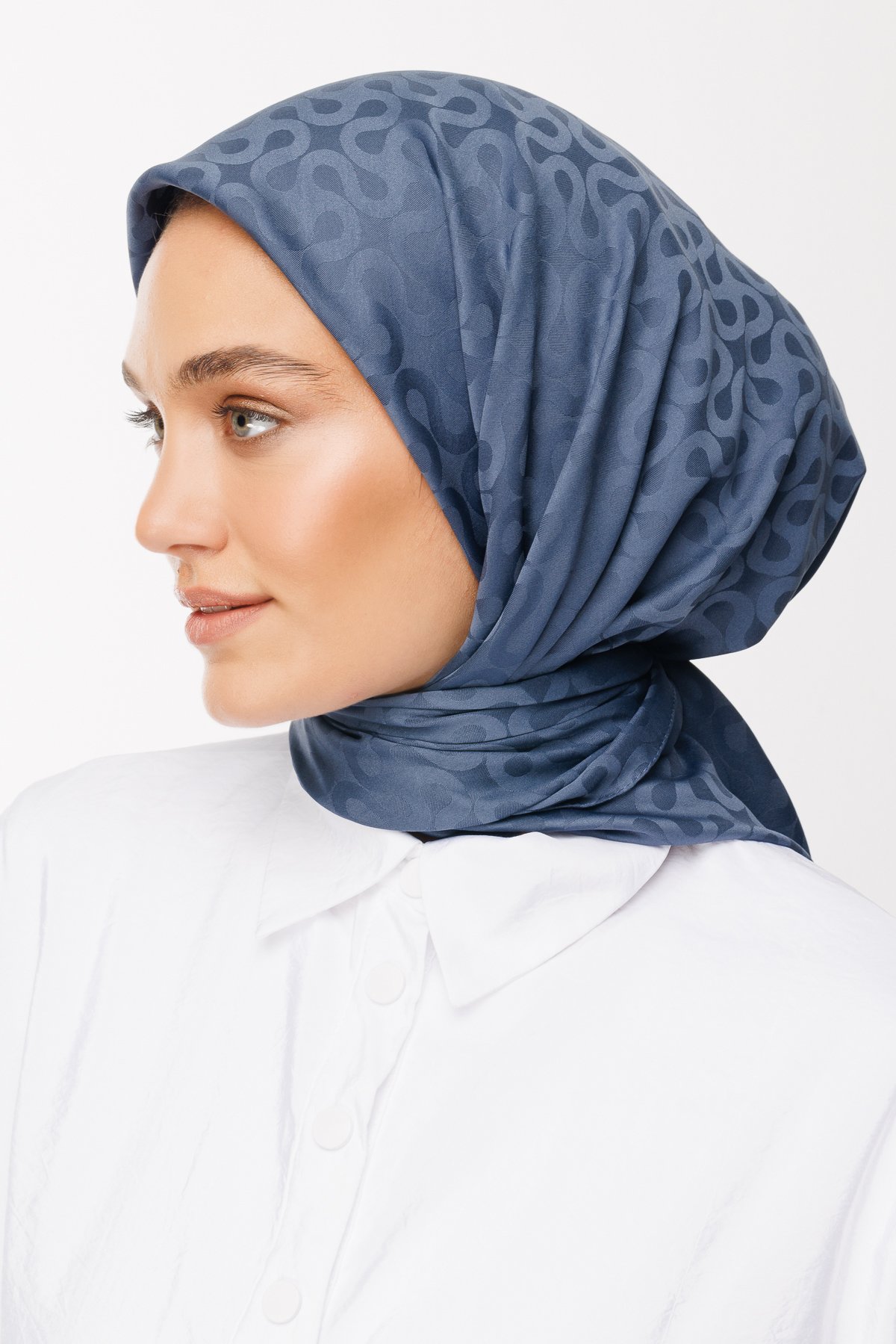 Moon Pattern Silky Jacquard Scarf - Anthracite