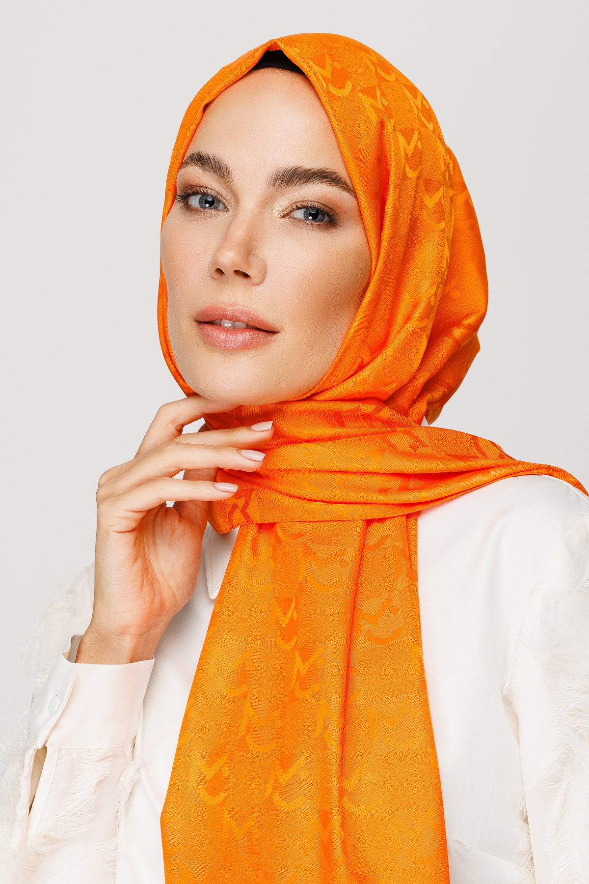 MC Pattern Jacquard Shawl - Turuncu