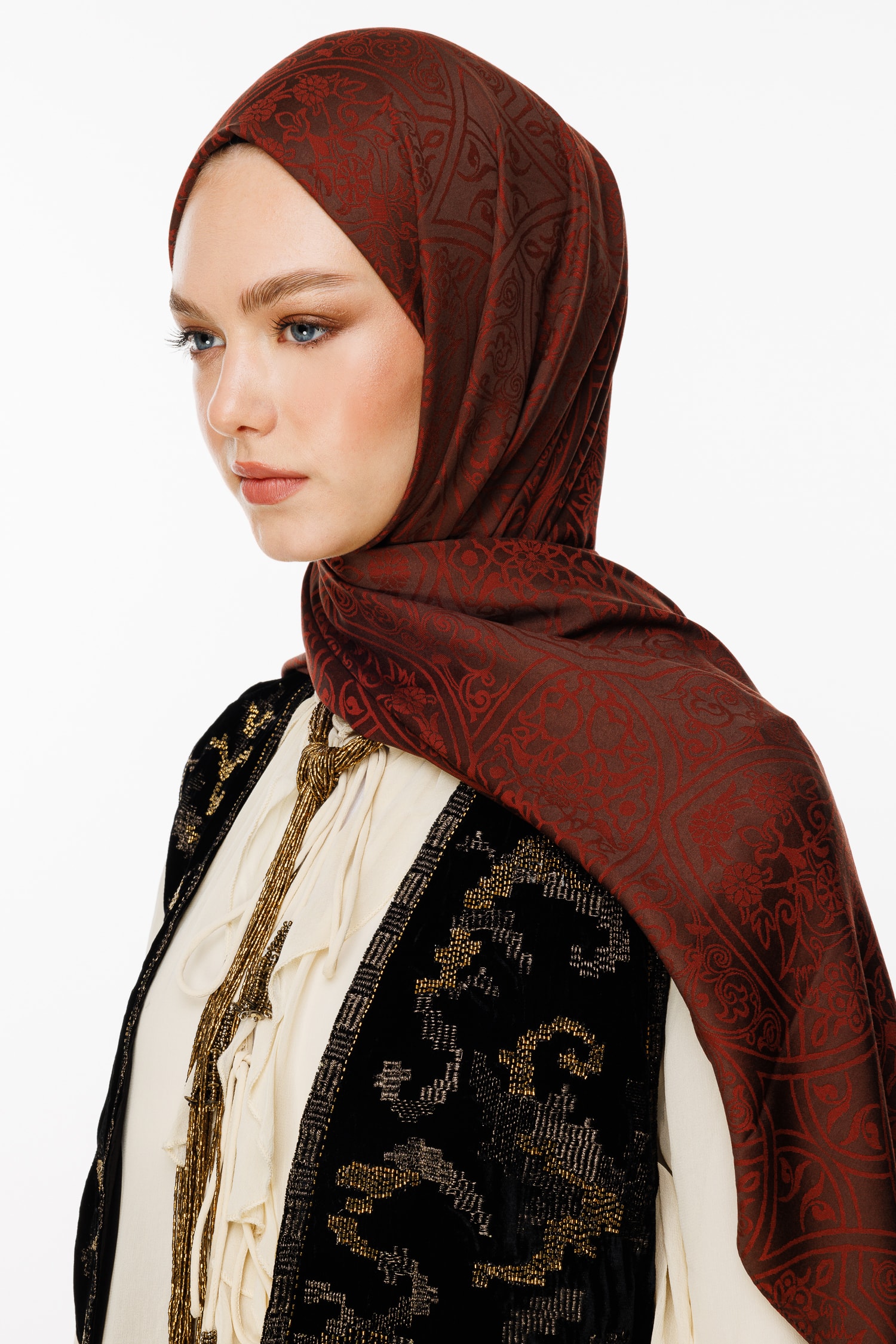 Morocco Pattern Double-Sided Shawl - Bitter Coffee-Coffee