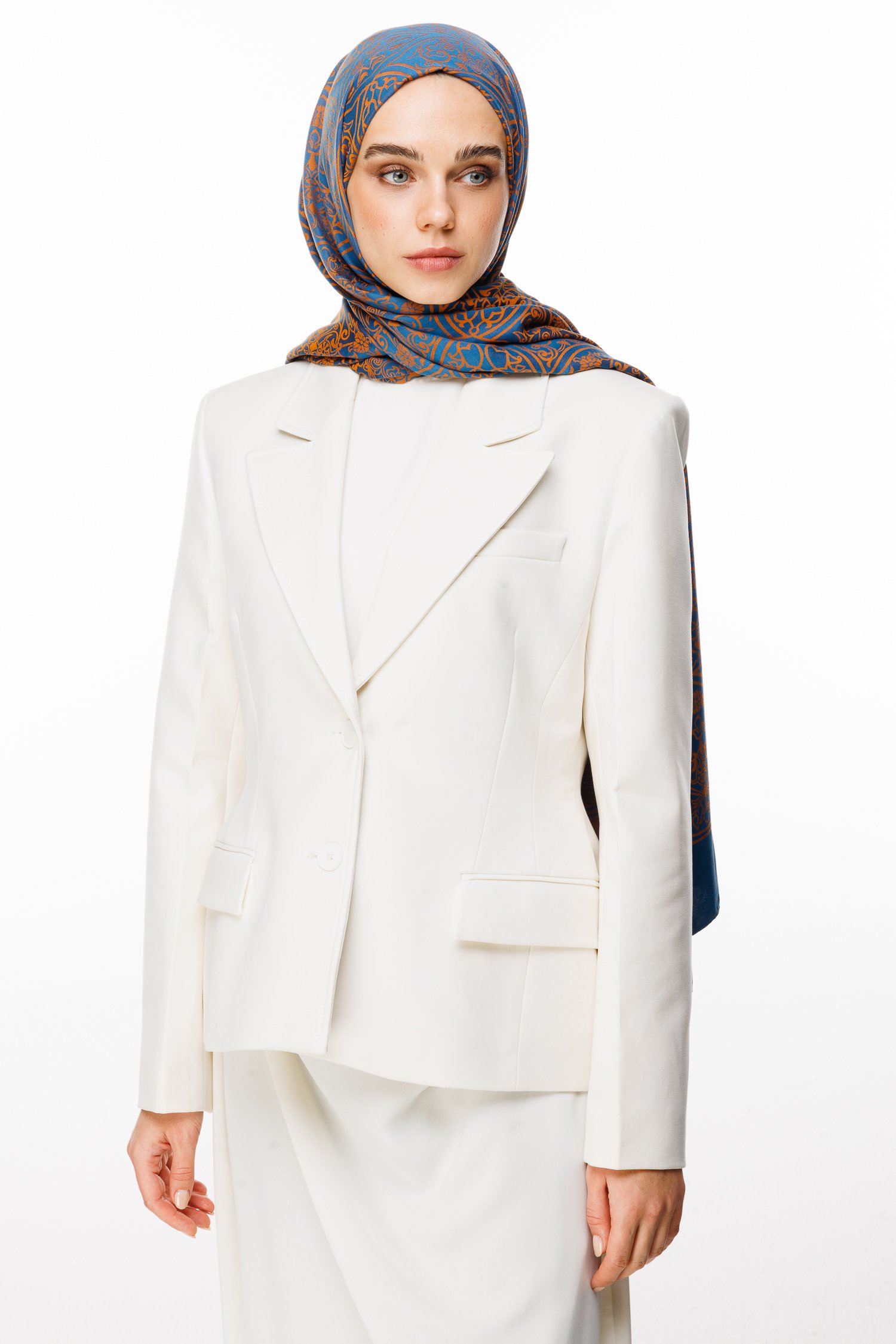 Marrakech Double Sided Shawl - Petrol Blue-Orange