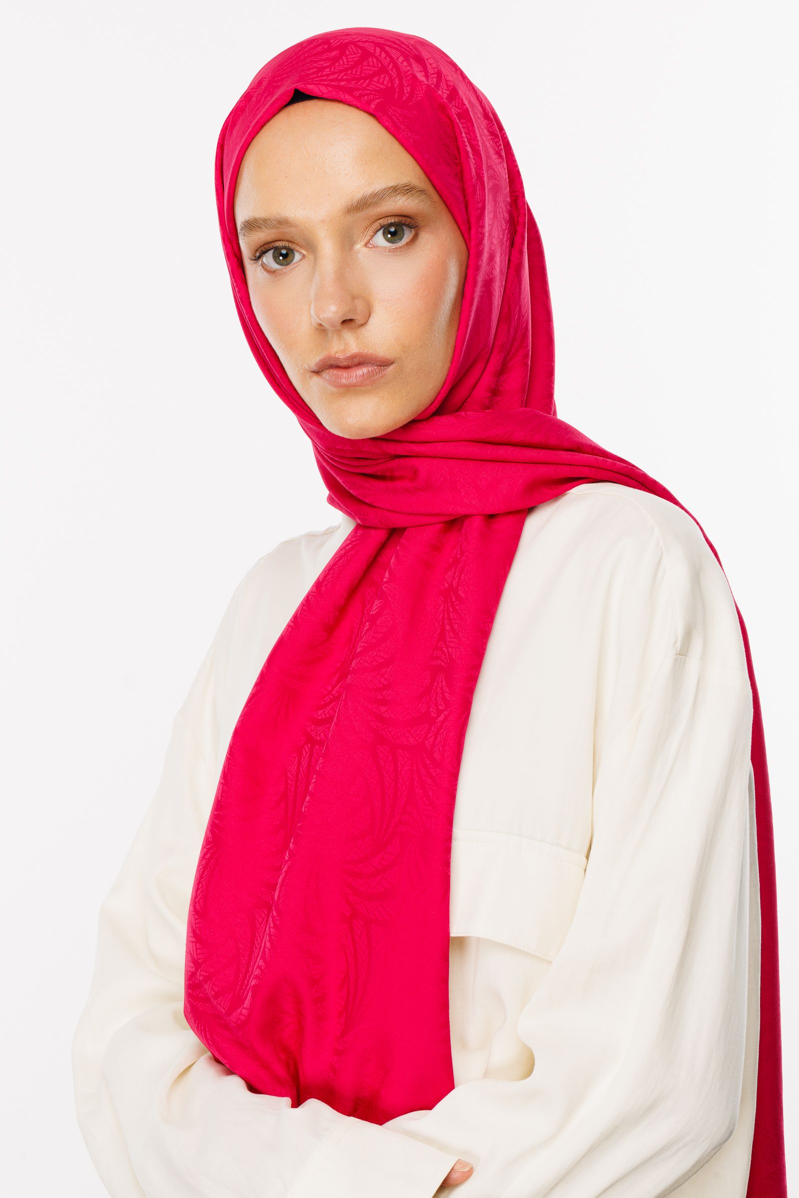 Artemis Pattern Silk Jacquard Shawl - Fuchsia