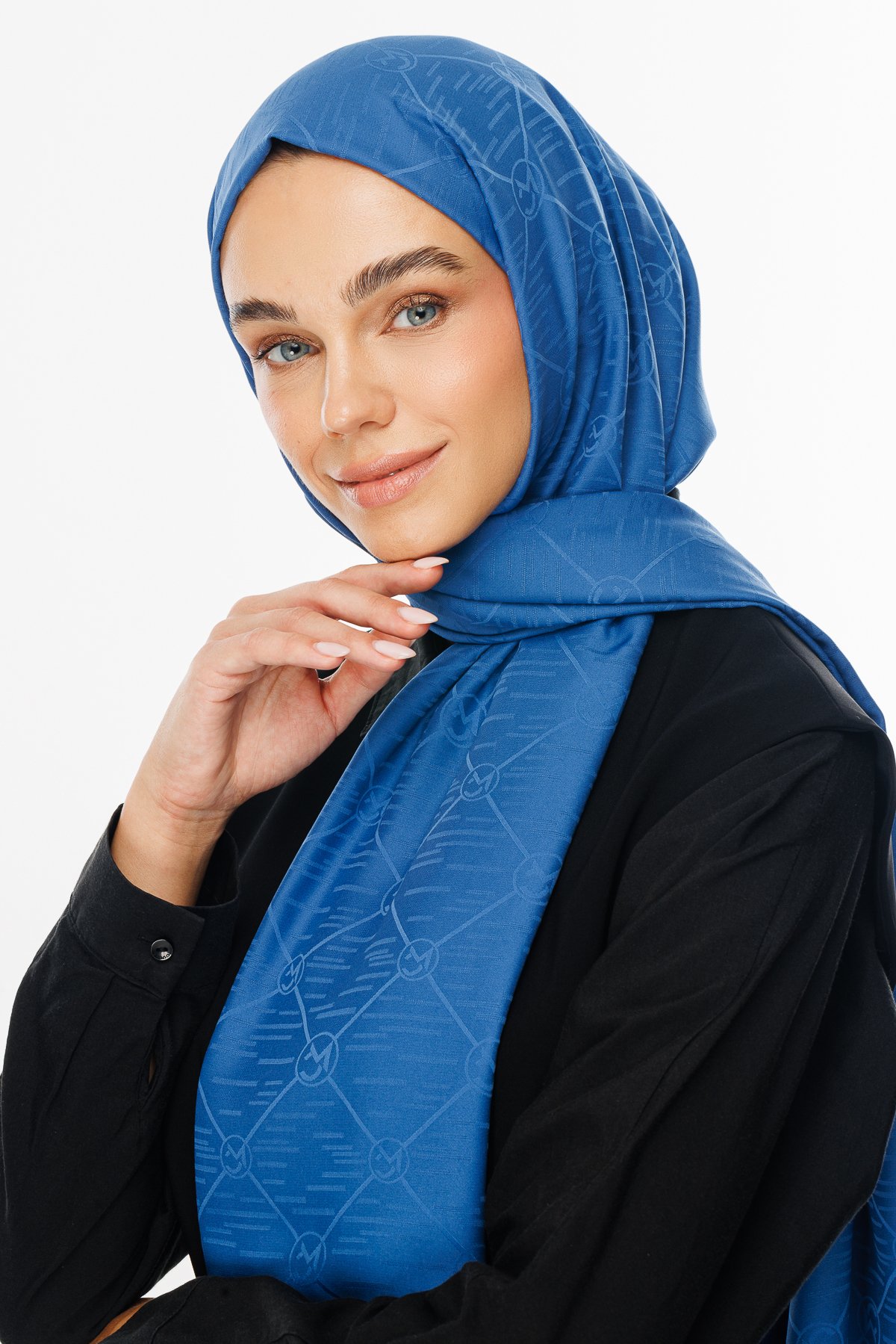 Moon Is Pattern Jacquard Shawl - İndigo