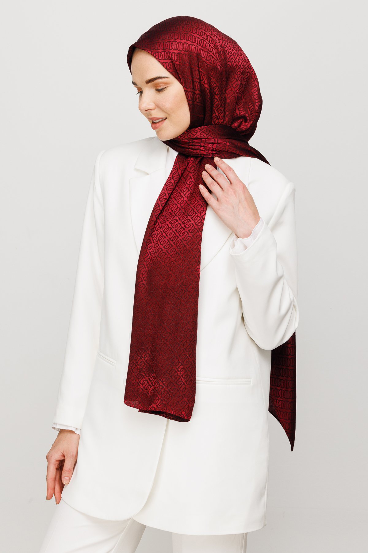 Black Shine Shawl Claret Red