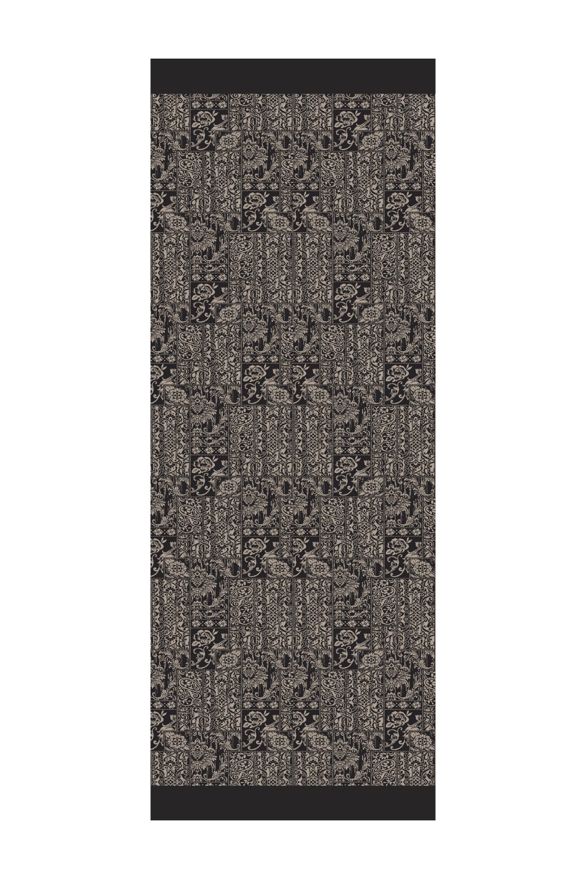 Henna Pattern Double-Sided Shawl - Black-Beige