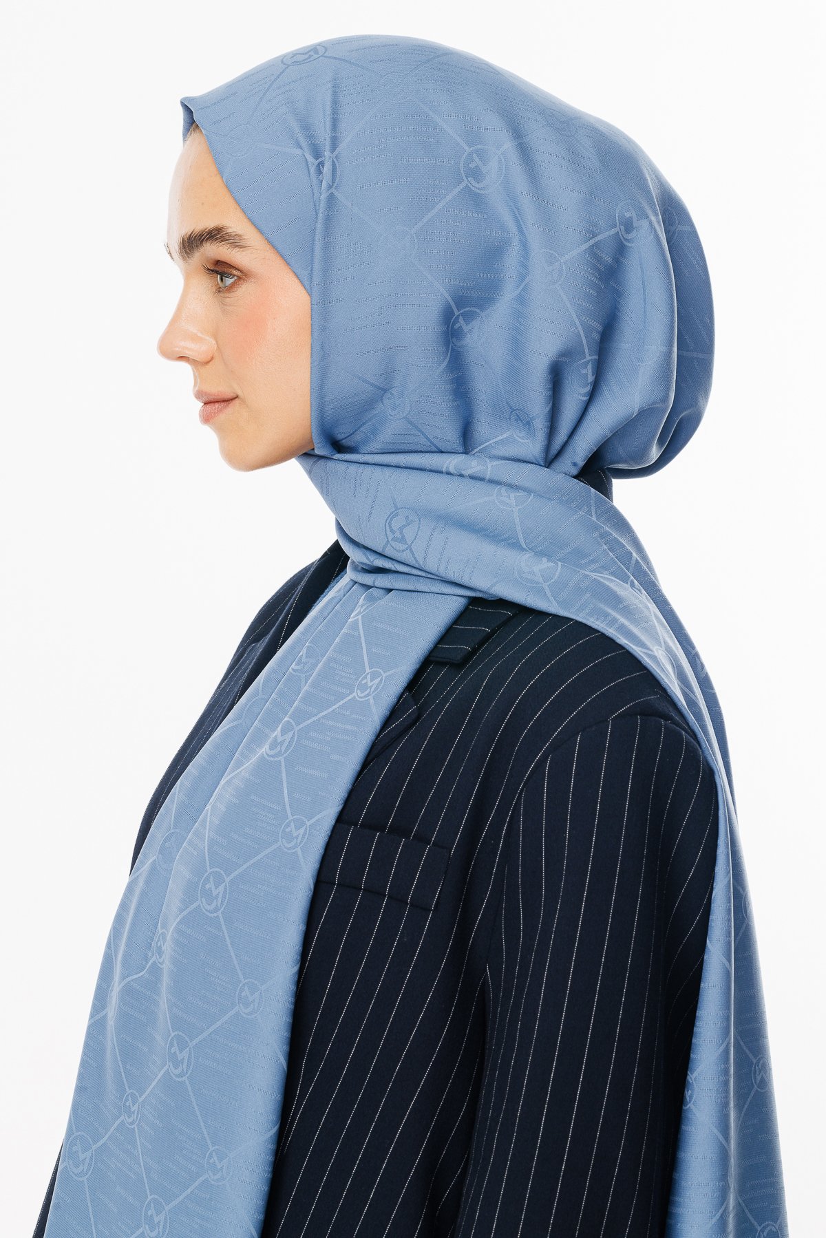 Moon Is Pattern Jacquard Shawl - Sky Blue