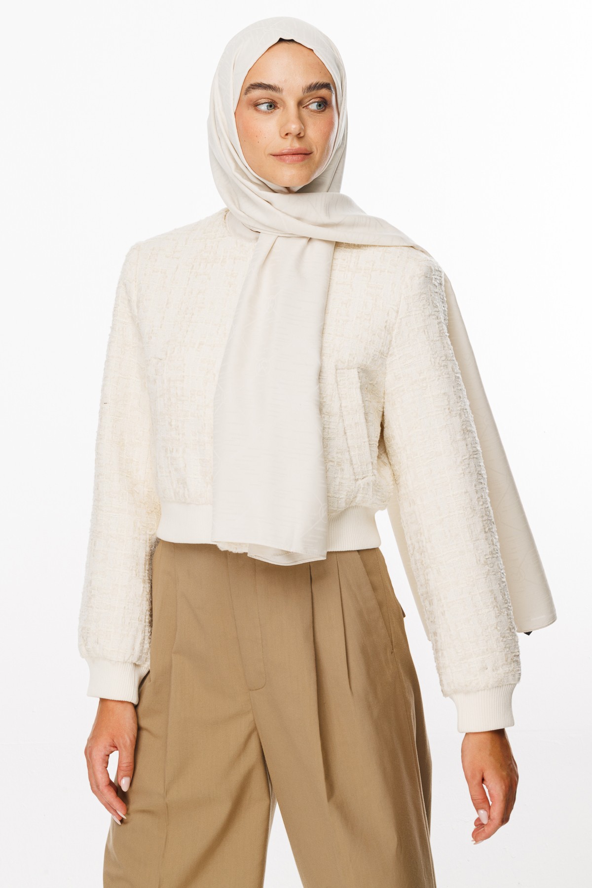 Moon Is Pattern Jacquard Shawl - Pearl
