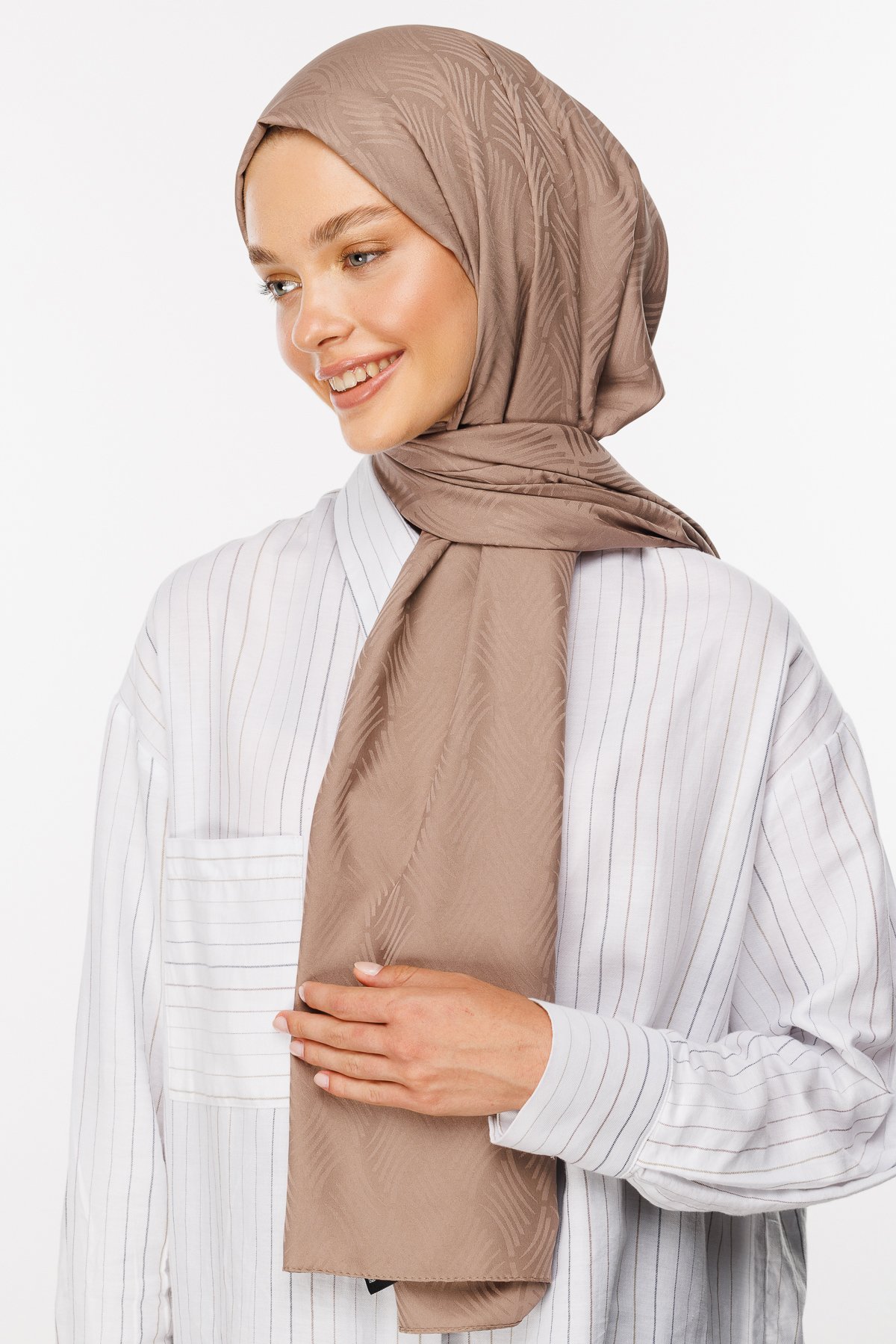 Aura Pattern Silk Jacquard Shawl - Canyon