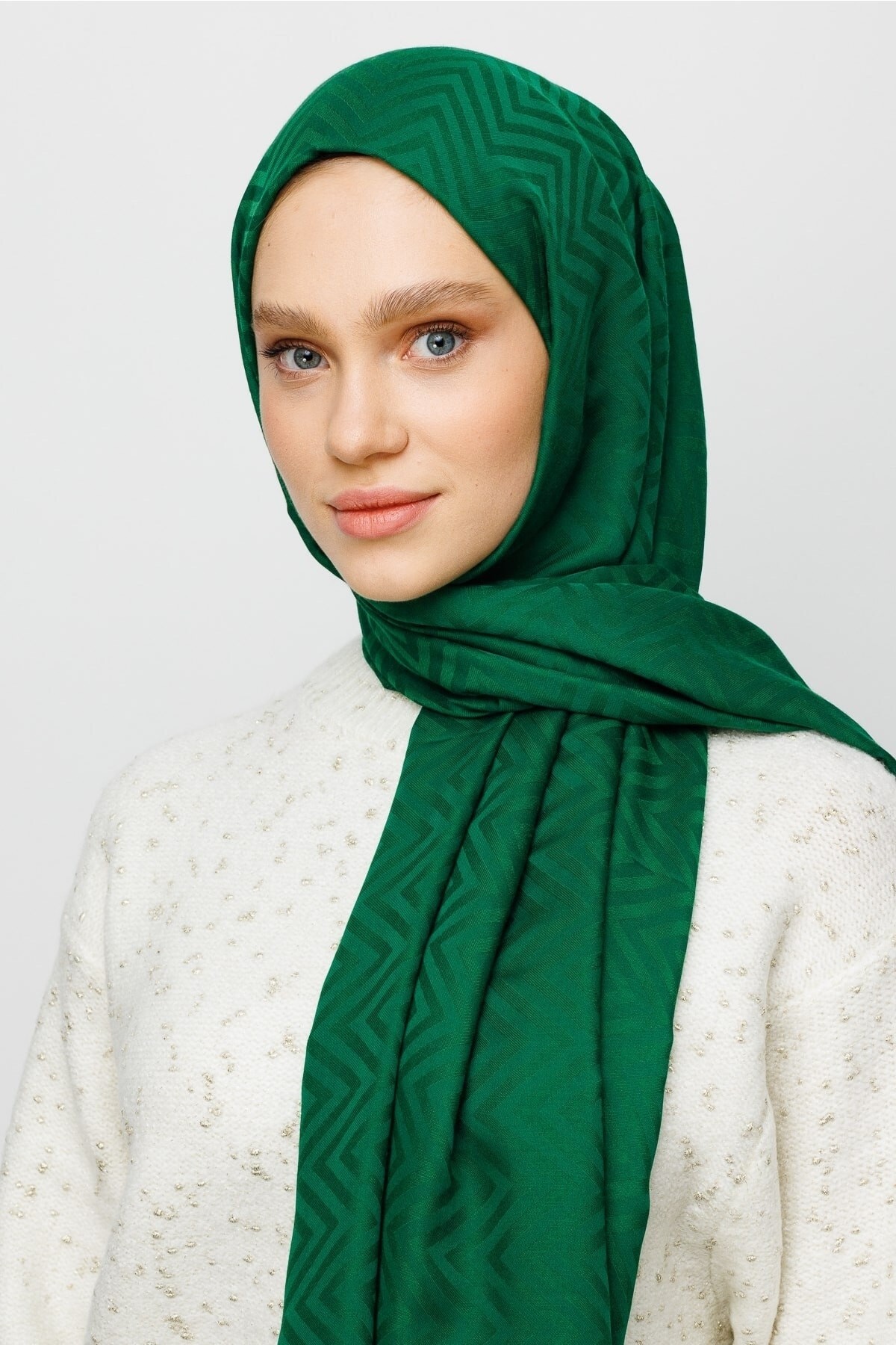 Zigzag Pattern Cotton Jacquard Hijab