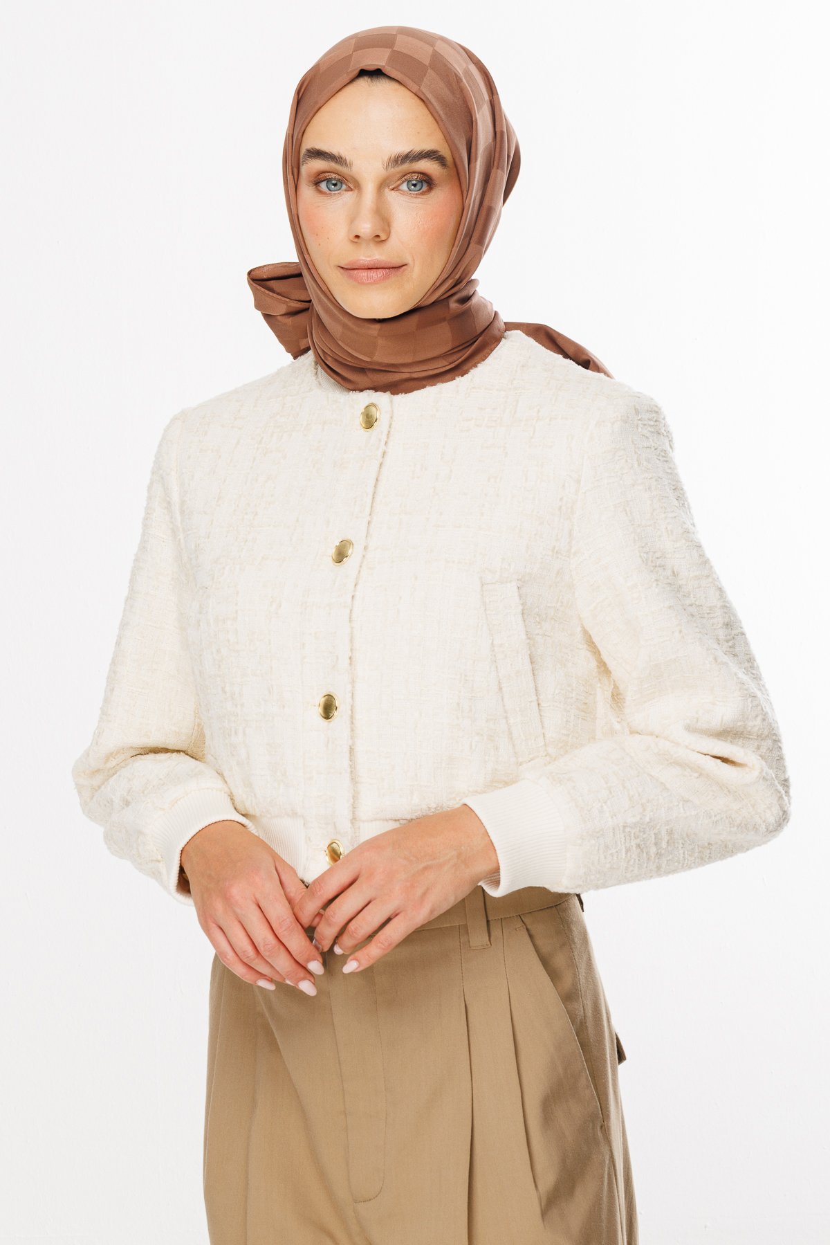 Checkers Pattern Silk Jacquard Hijab