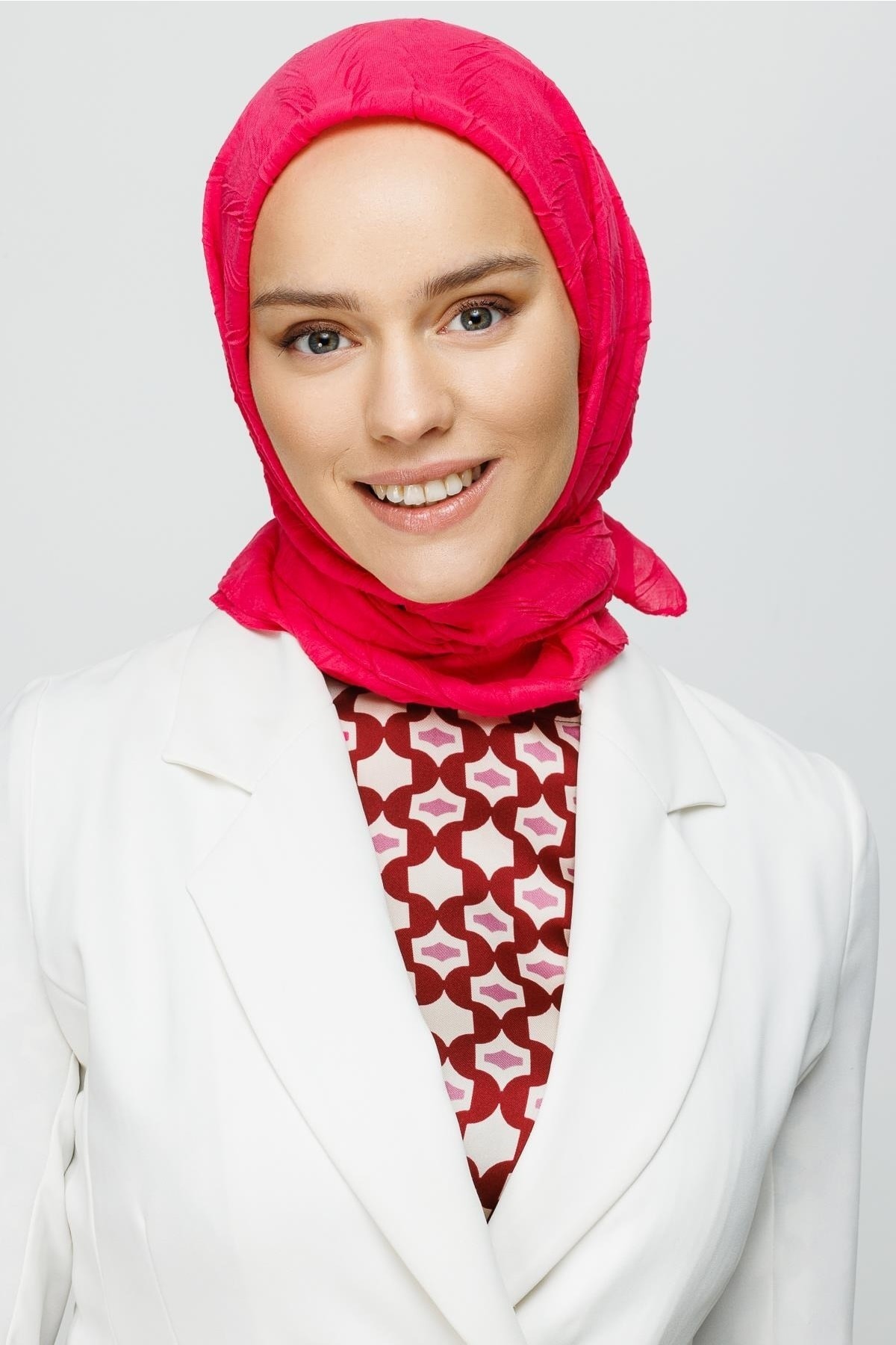 Fuşya Piliseli Bambu Eşarp