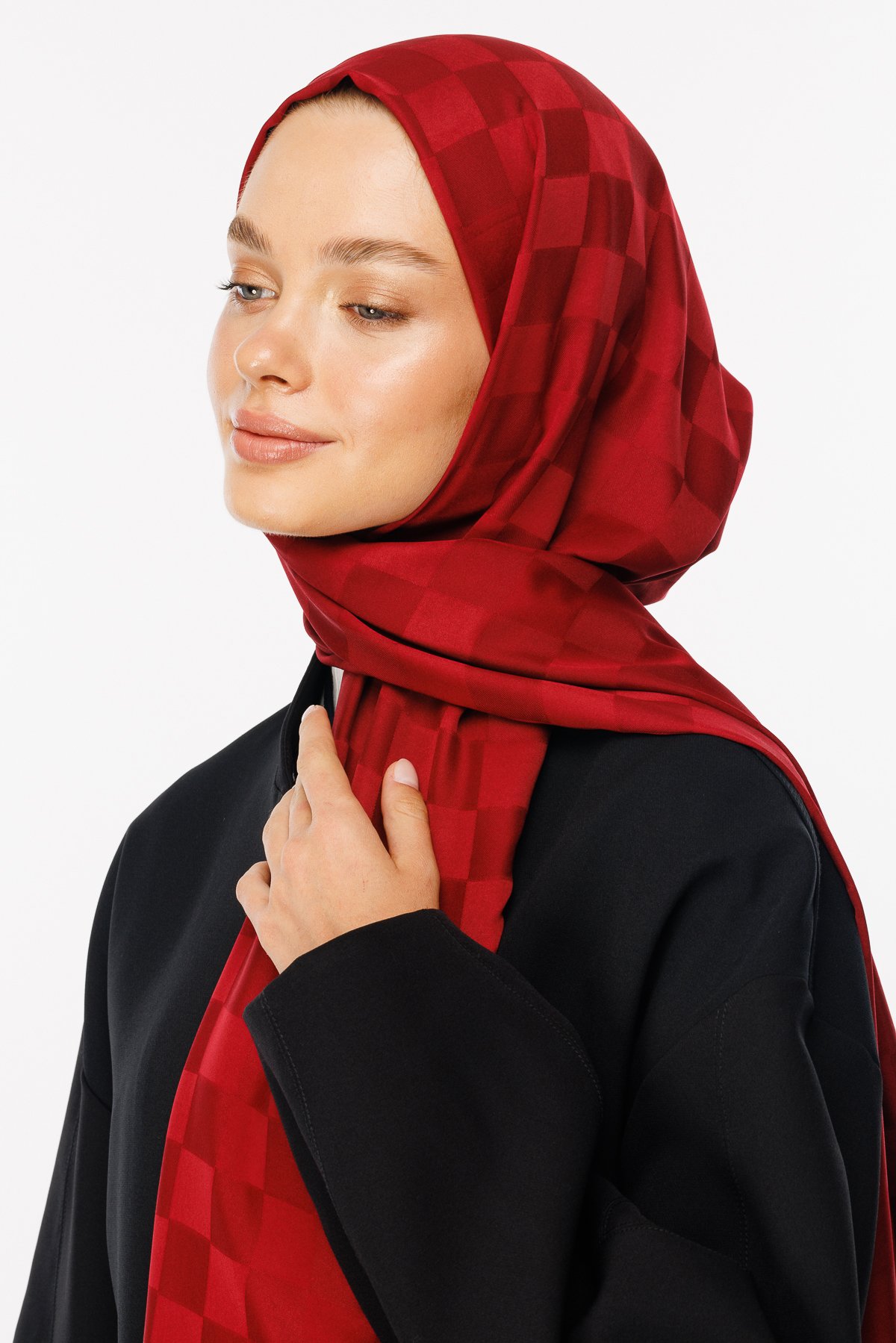 Checkers Pattern Silk Jacquard Hijab