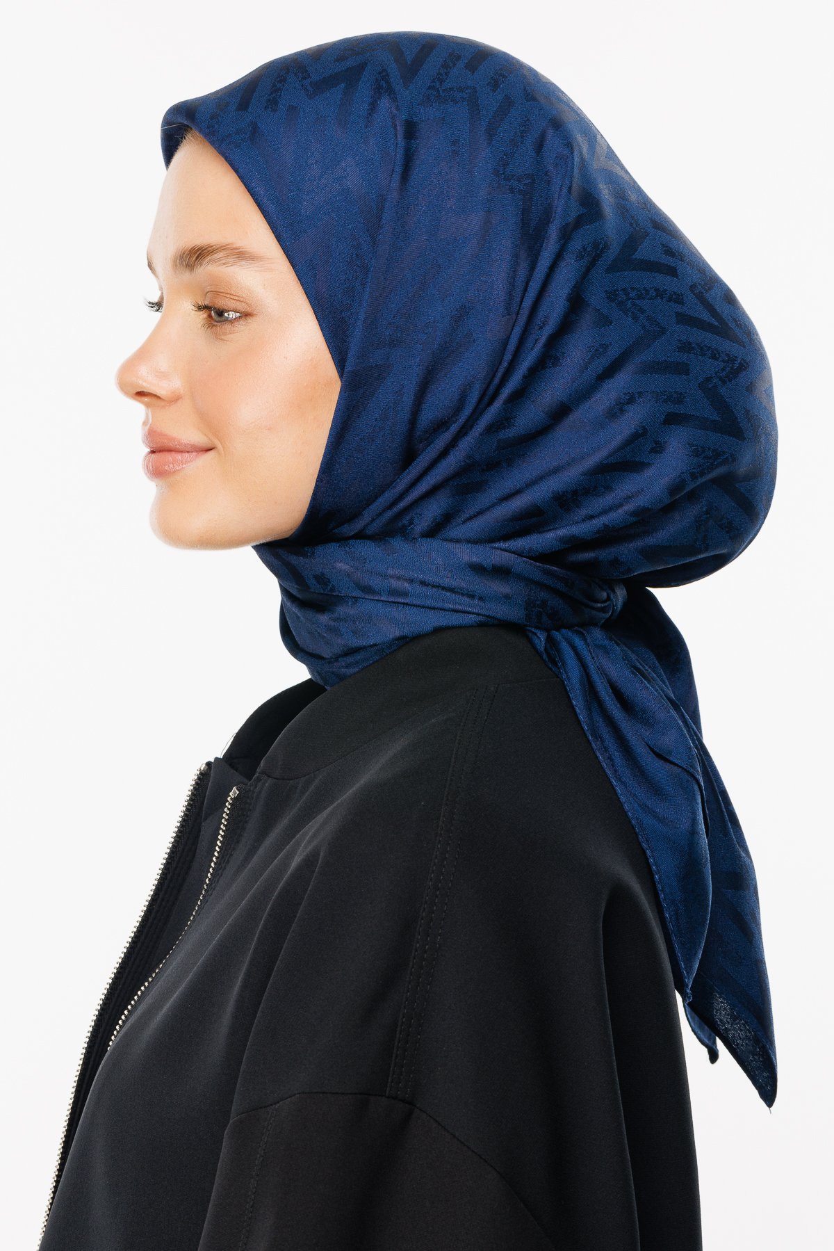 Nova Pattern Luxury Jacquard Scarf - Navyblue