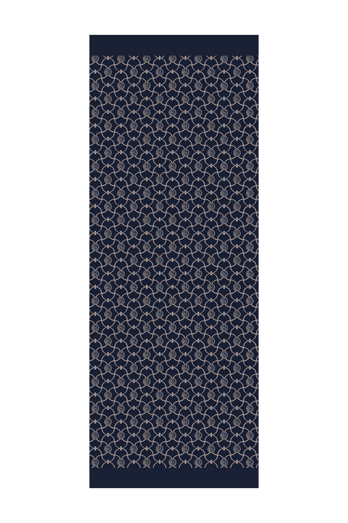 Marrakech Pattern Double-Sided Shawl - Navy Blue-Beige