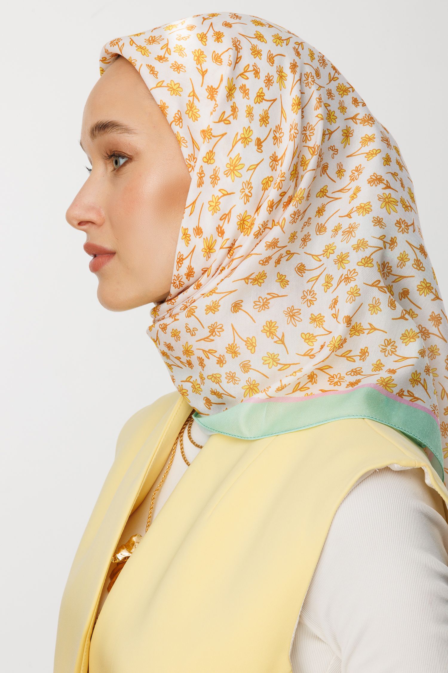 Minor Pattern Cotton Scarf - Yellow
