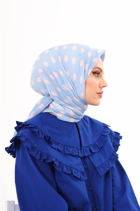 Bebek Mavisi Moon Desen Pilise Eşarp